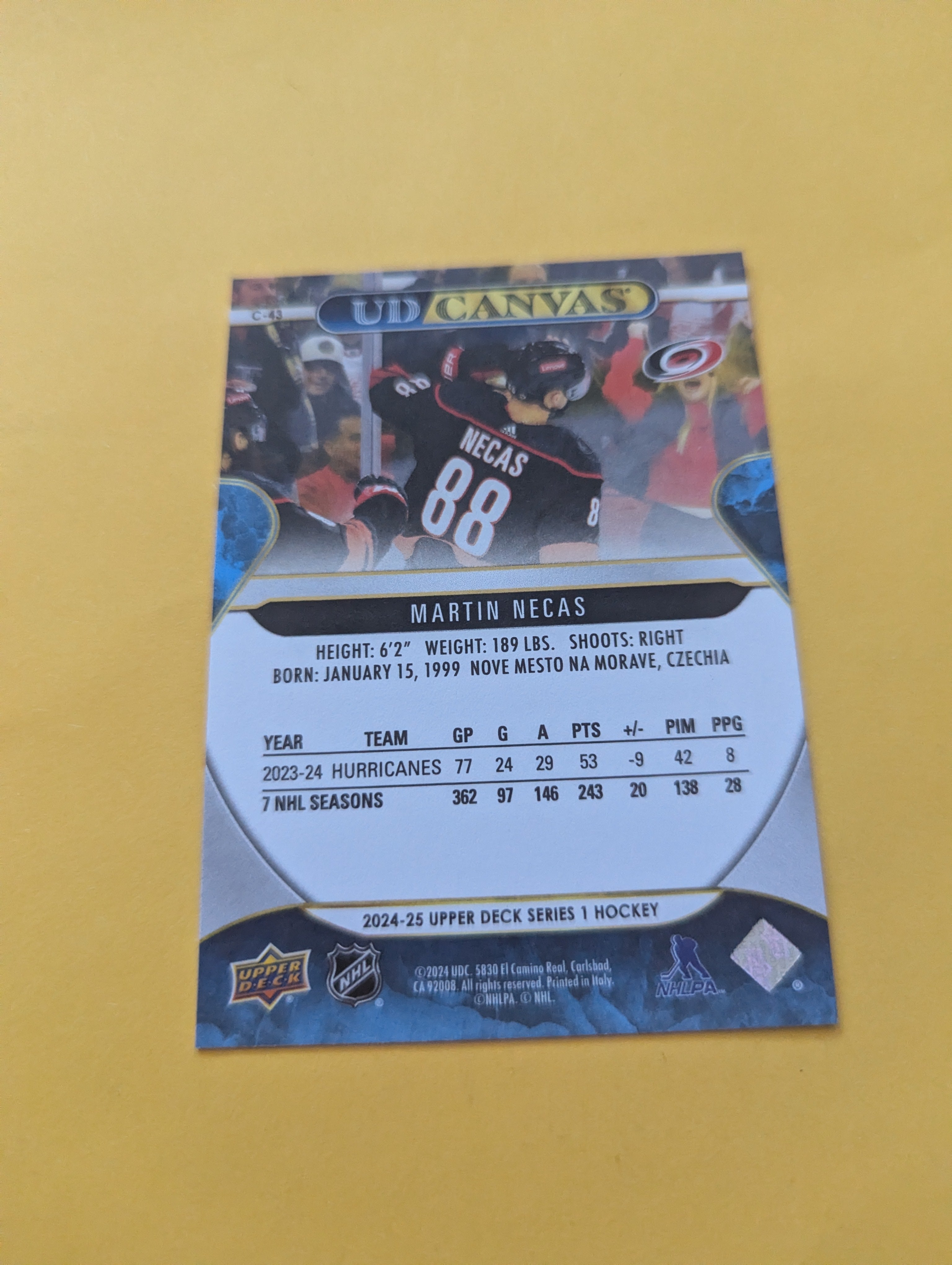Martin Necas 24-25 Upper Deck UD Canvas Card