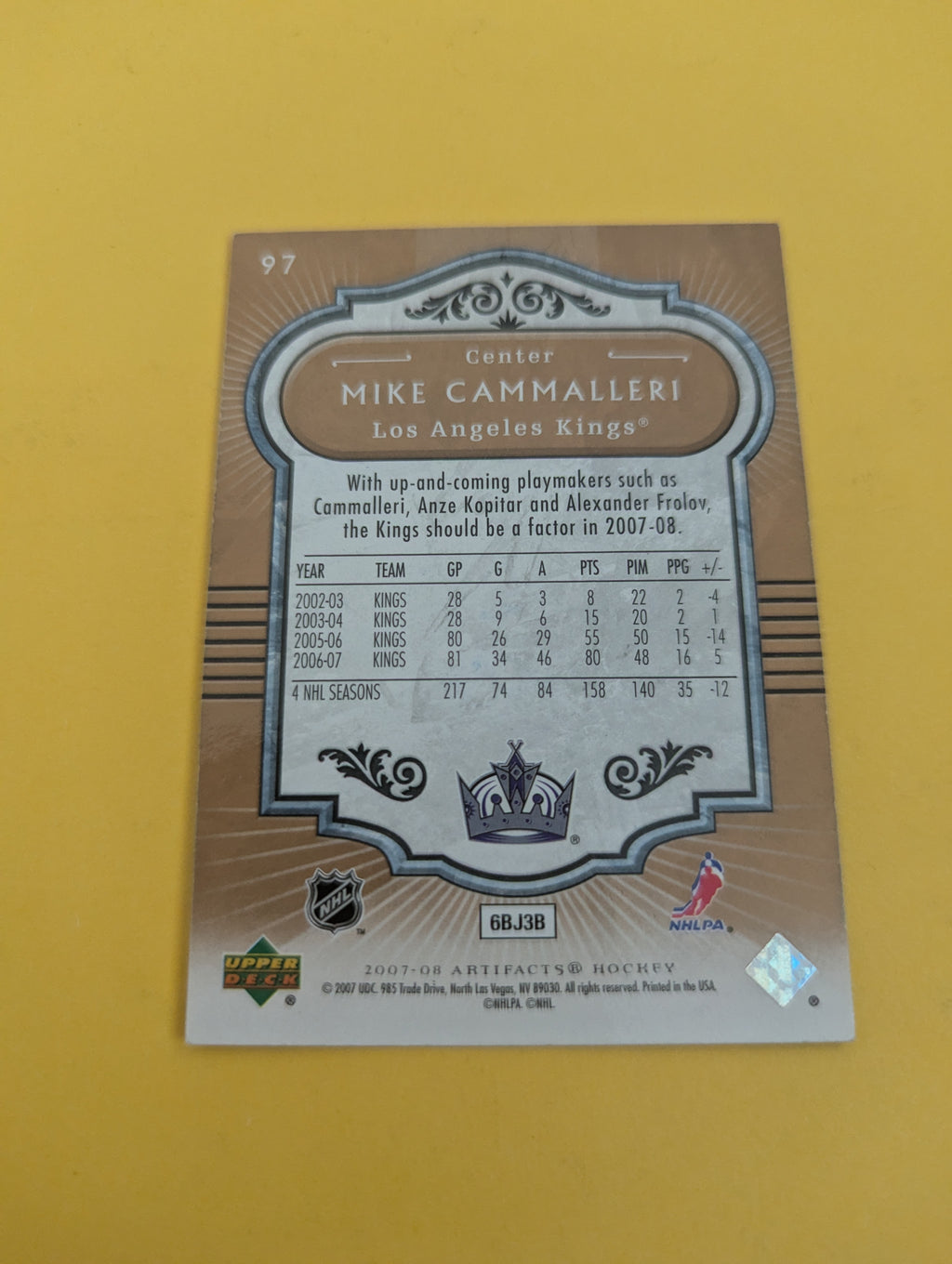 Mike Cammalleri Signed Los Angeles Kings Card C