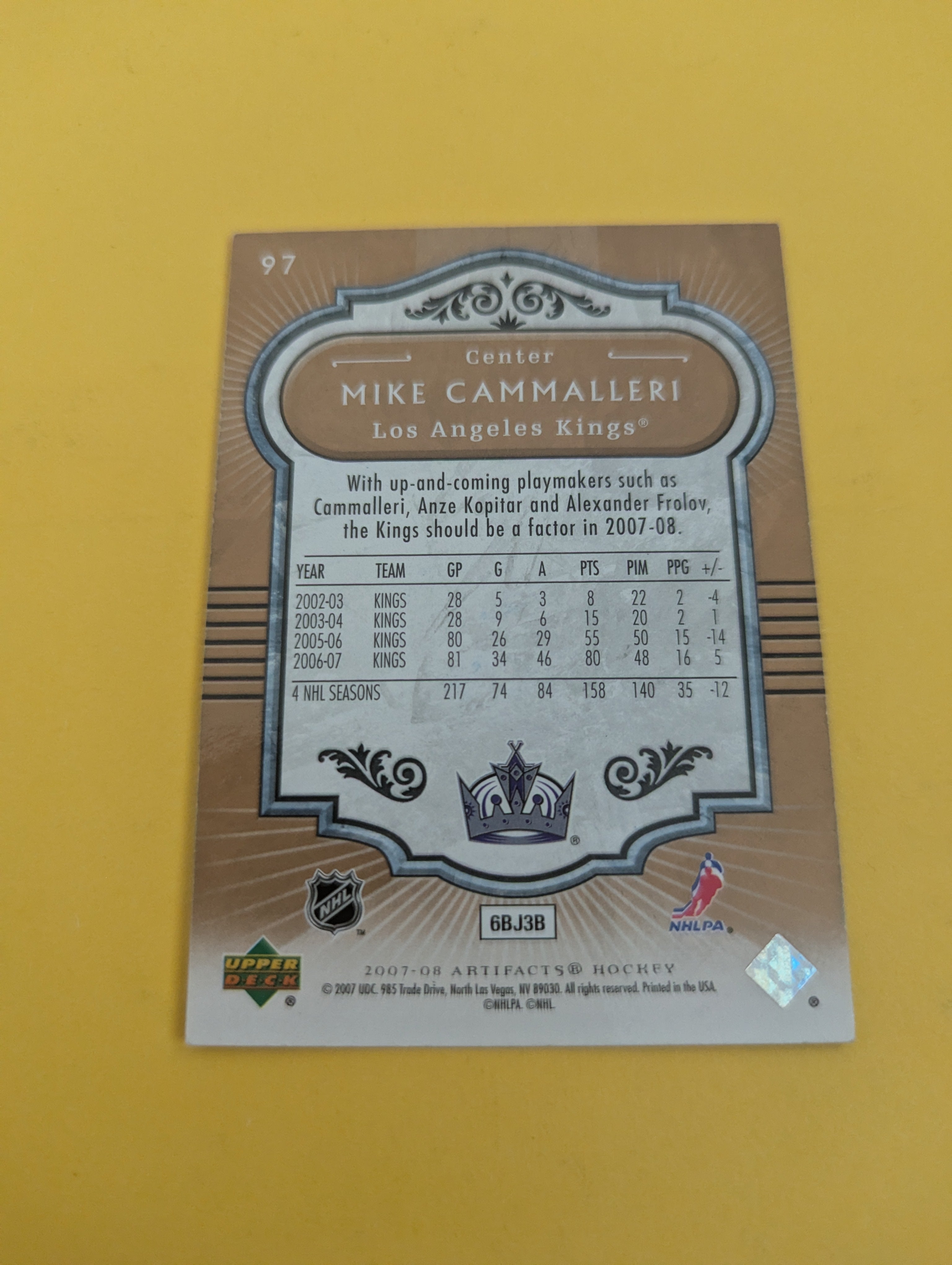 Mike Cammalleri Signed Los Angeles Kings Card C