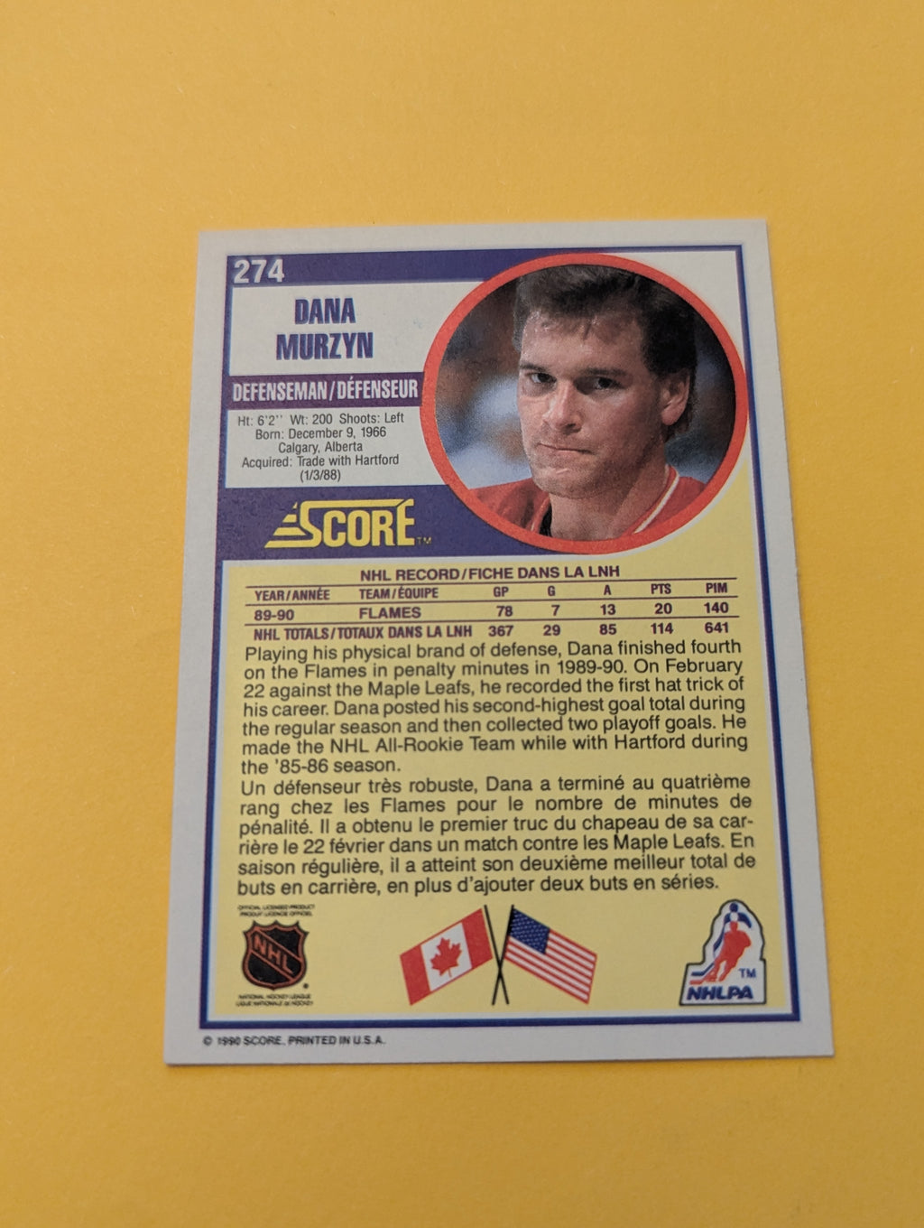 Dana Murzyn Signed Calgary Flames Card