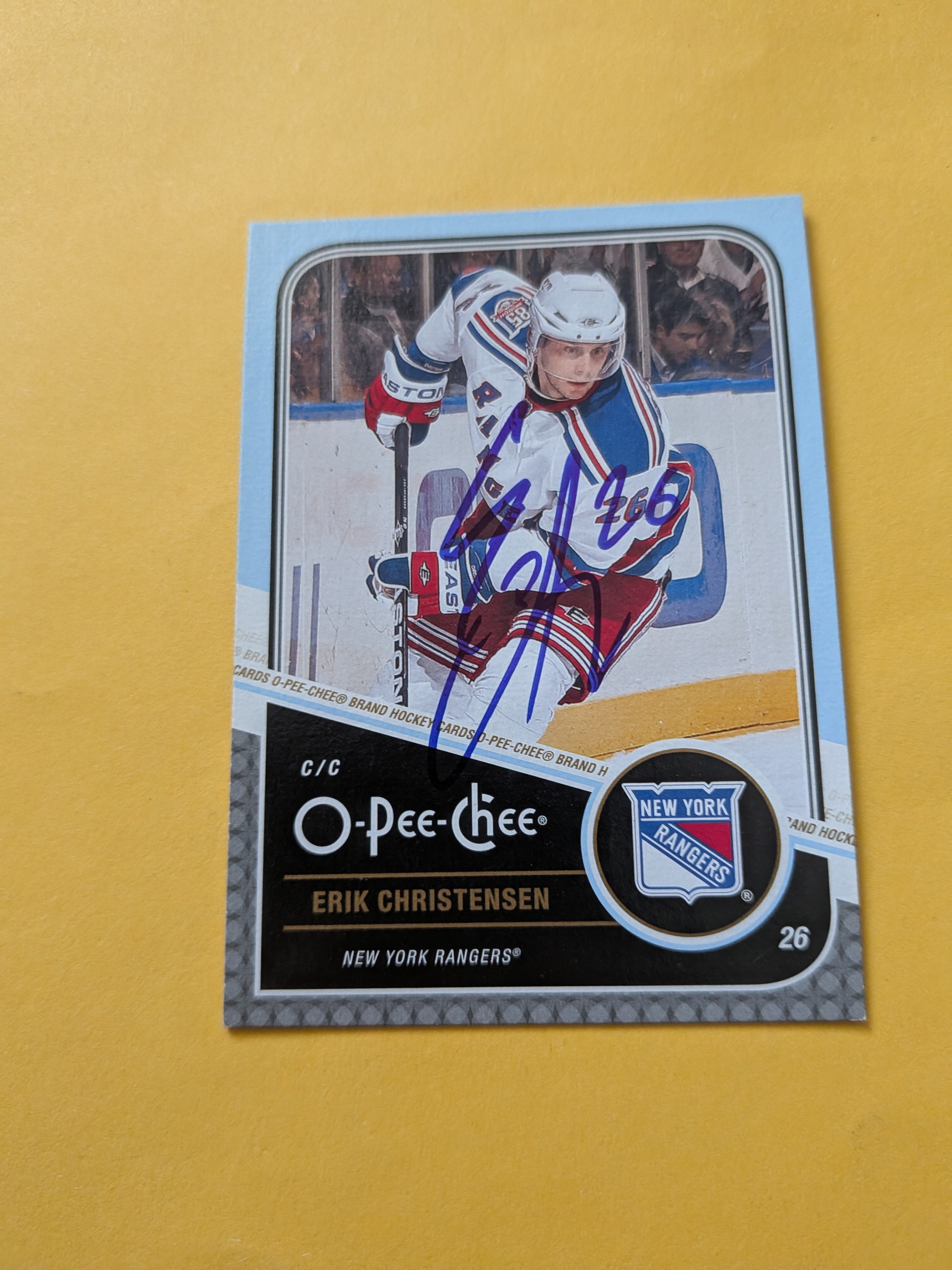 Erik Christensen Signed New York Rangers Card A