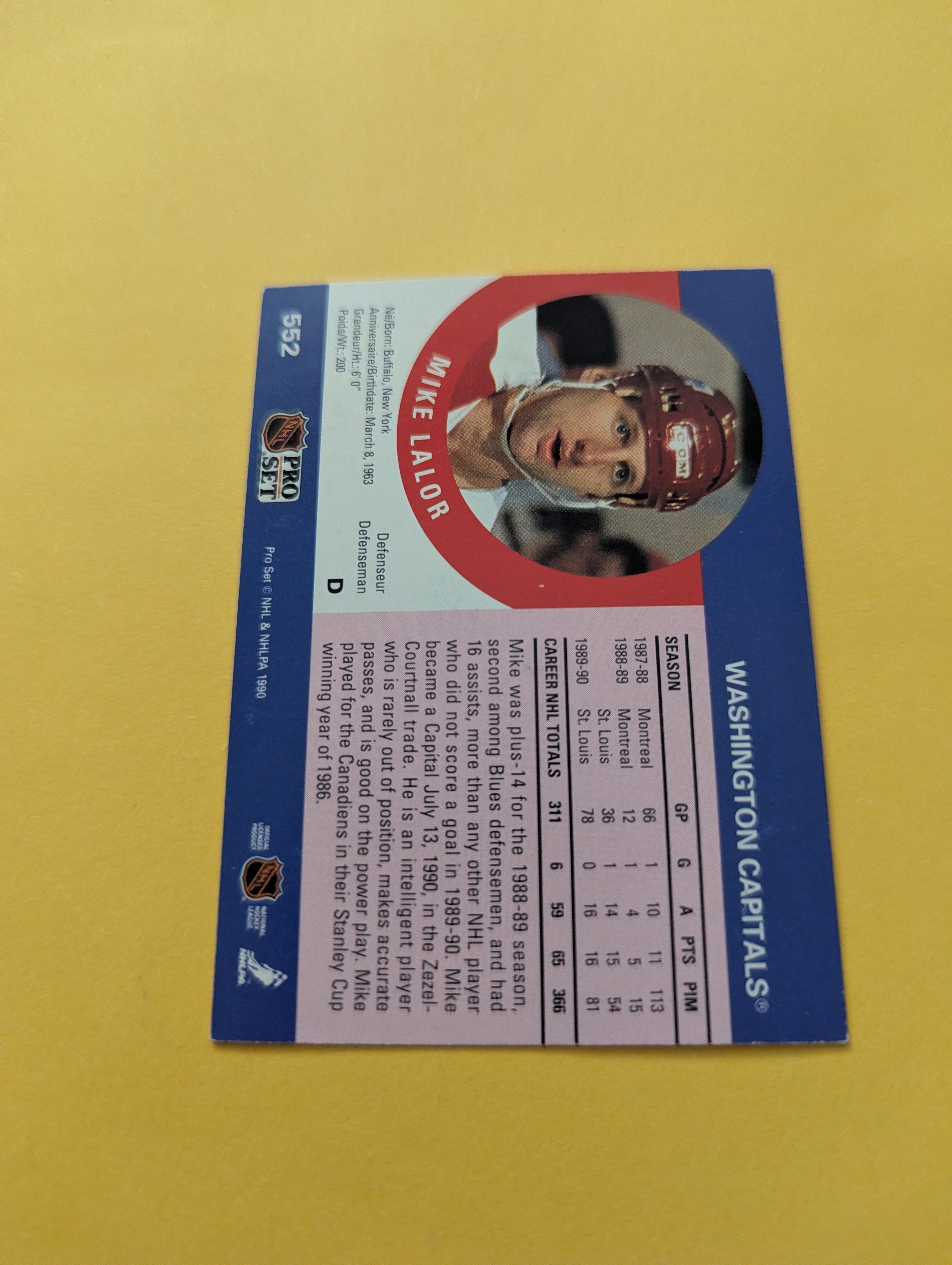 Mike Lalor Signed Washington Capitals Card