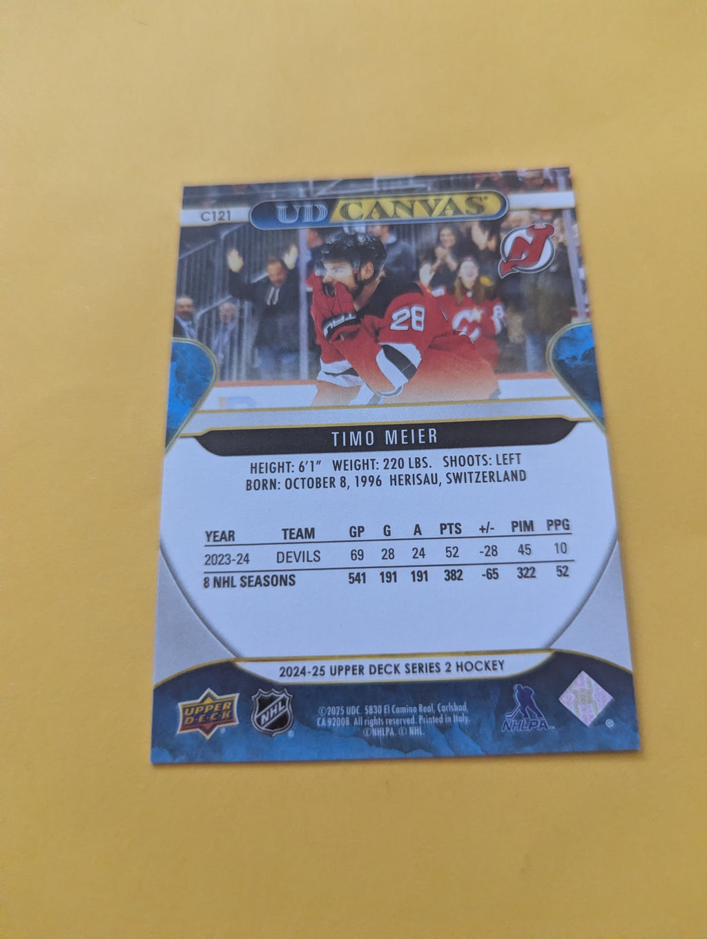 Timo Meier 24-25 Upper Deck UD Canvas Card