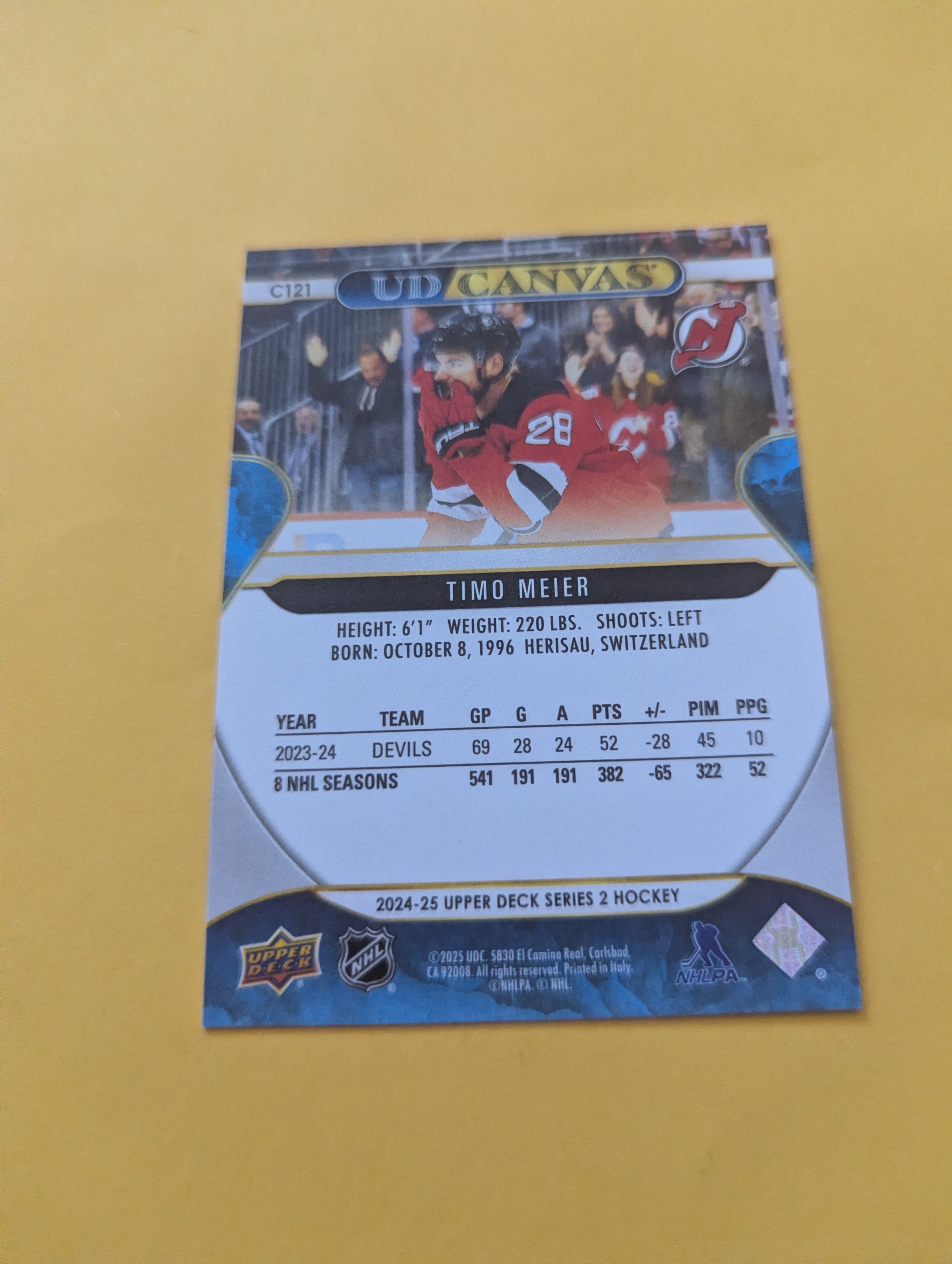 Timo Meier 24-25 Upper Deck UD Canvas Card