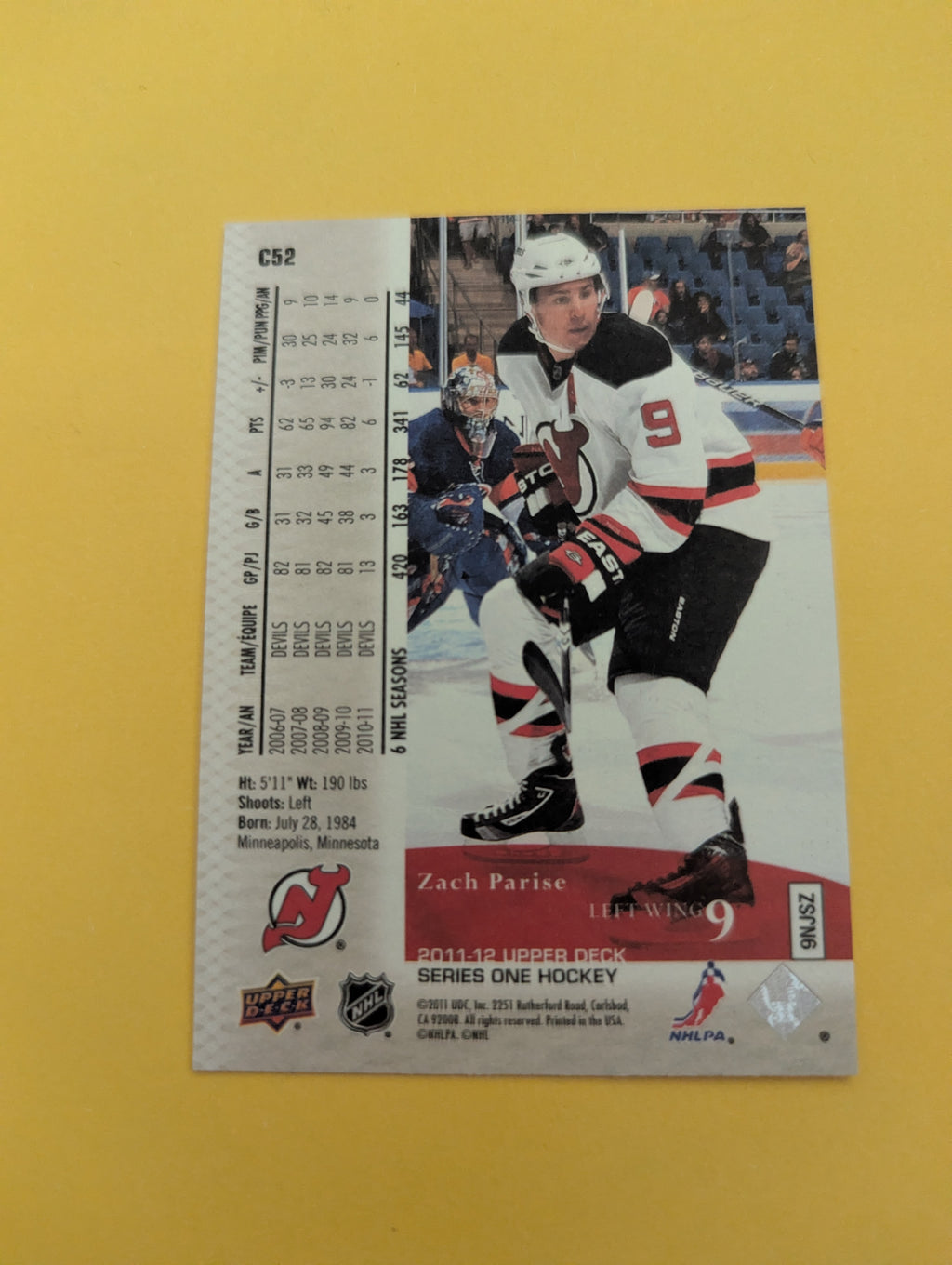 Zach Parise 11-12 Upper Deck UD Canvas Card