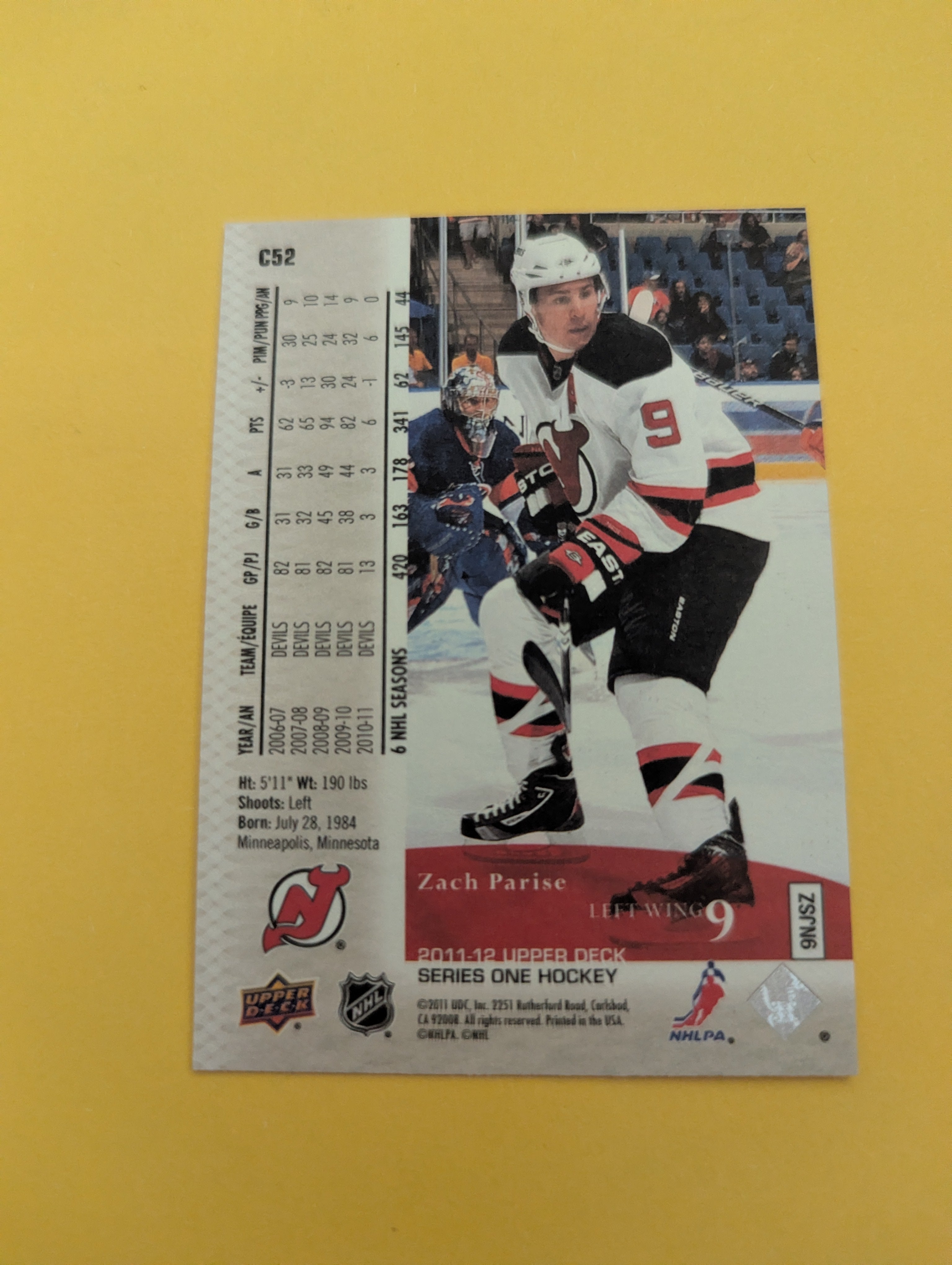 Zach Parise 11-12 Upper Deck UD Canvas Card