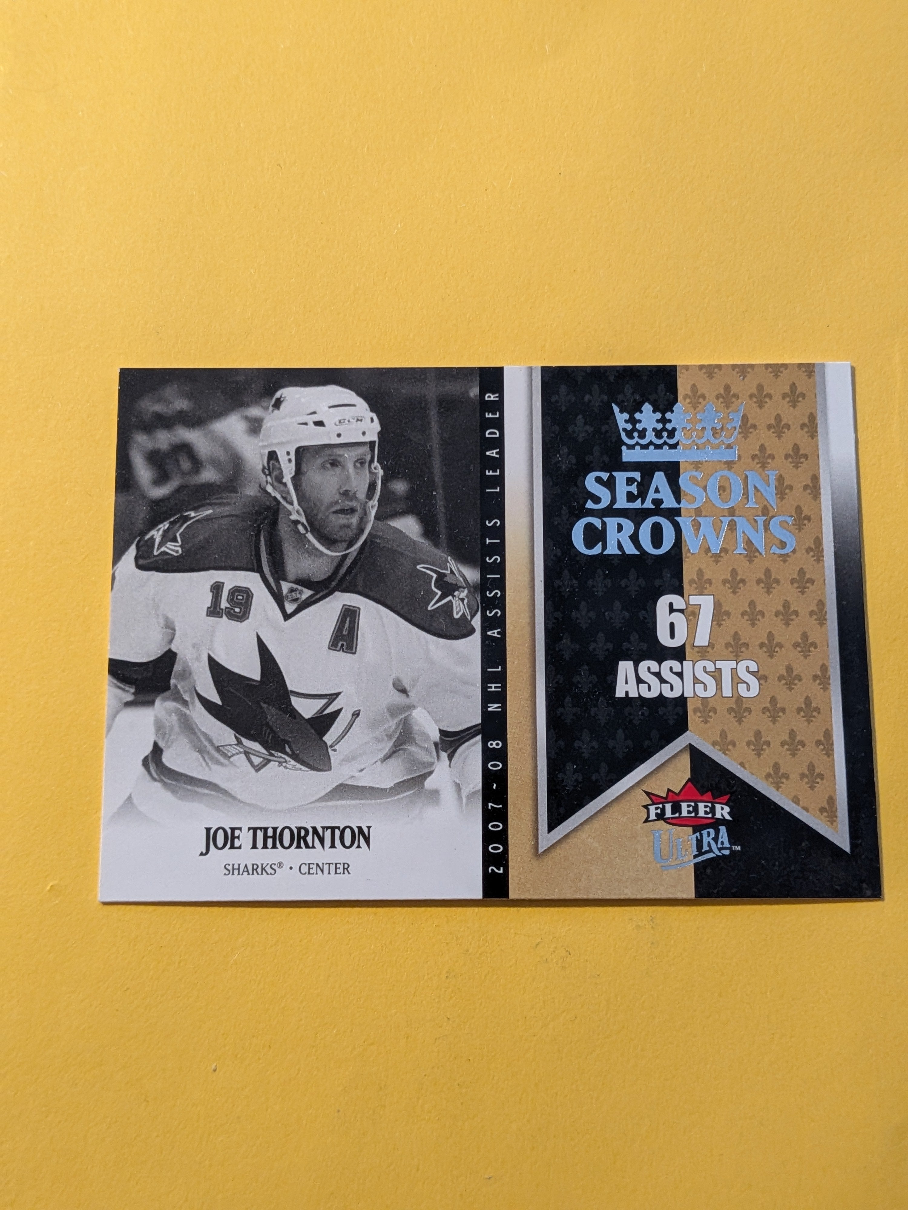 Joe Thornton 08-09 Fleer Ultra Season Crowns Card