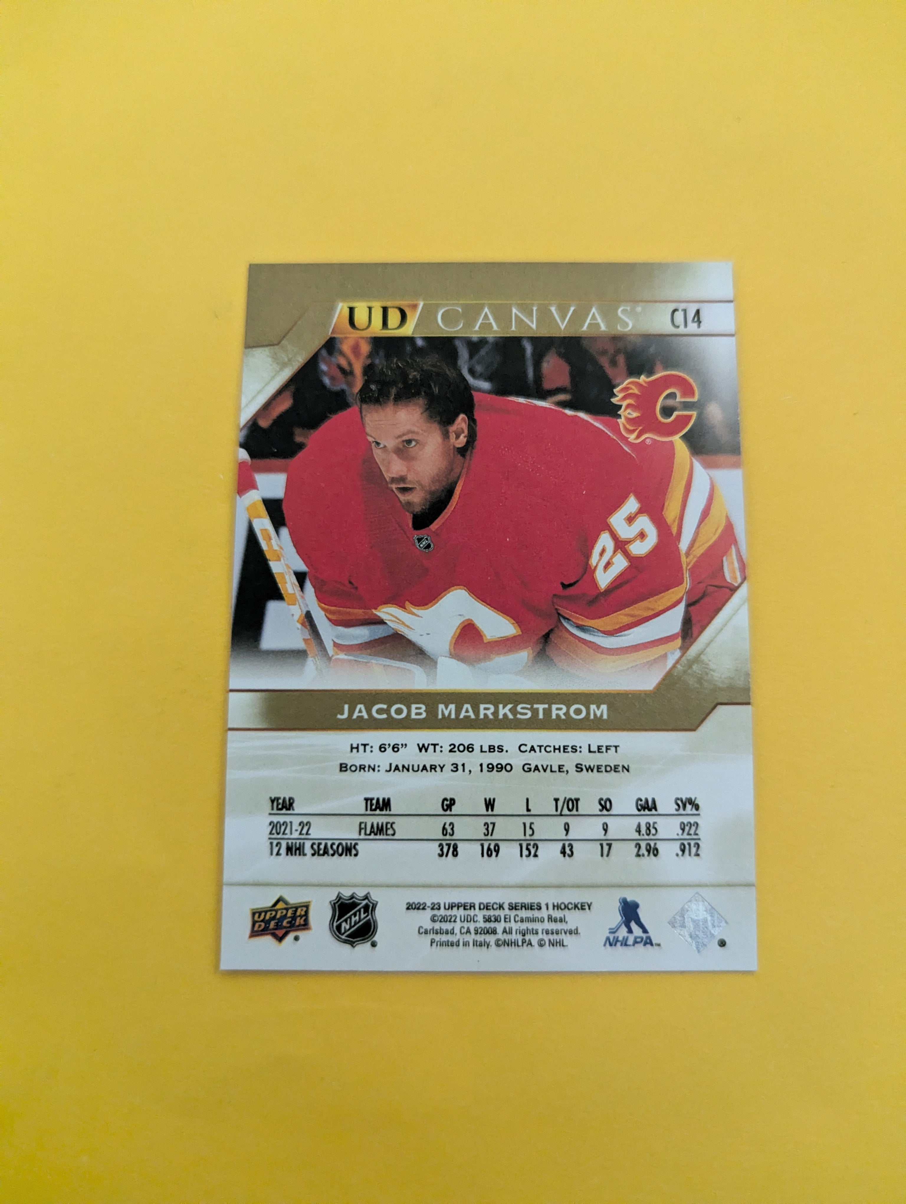 Jacob Markstrom 22-23 Upper Deck UD Canvas Card