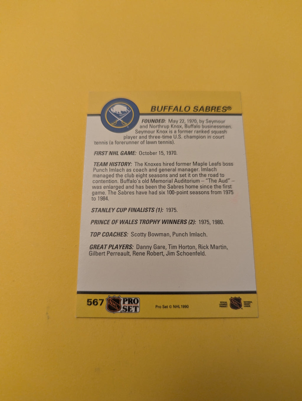 Dave Andreychuk Signed Buffalo Sabres Card
