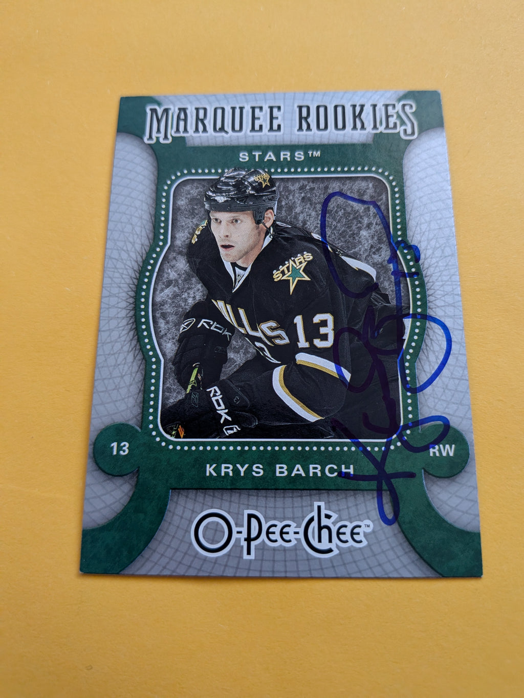 Krys Barch Signed Dallas Stars Rookie Card B