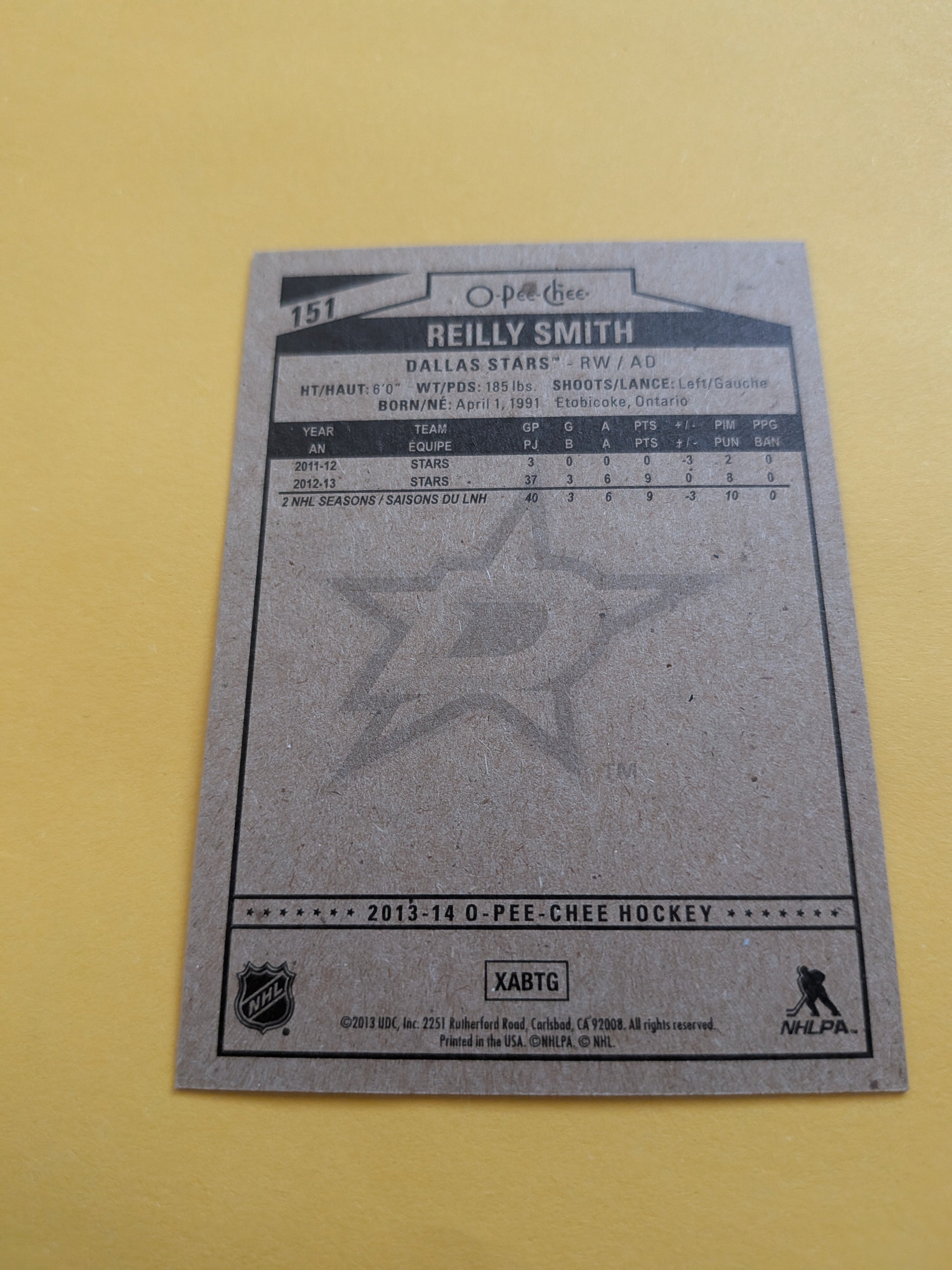 Reilly Smith Signed Dallas Stars Card B