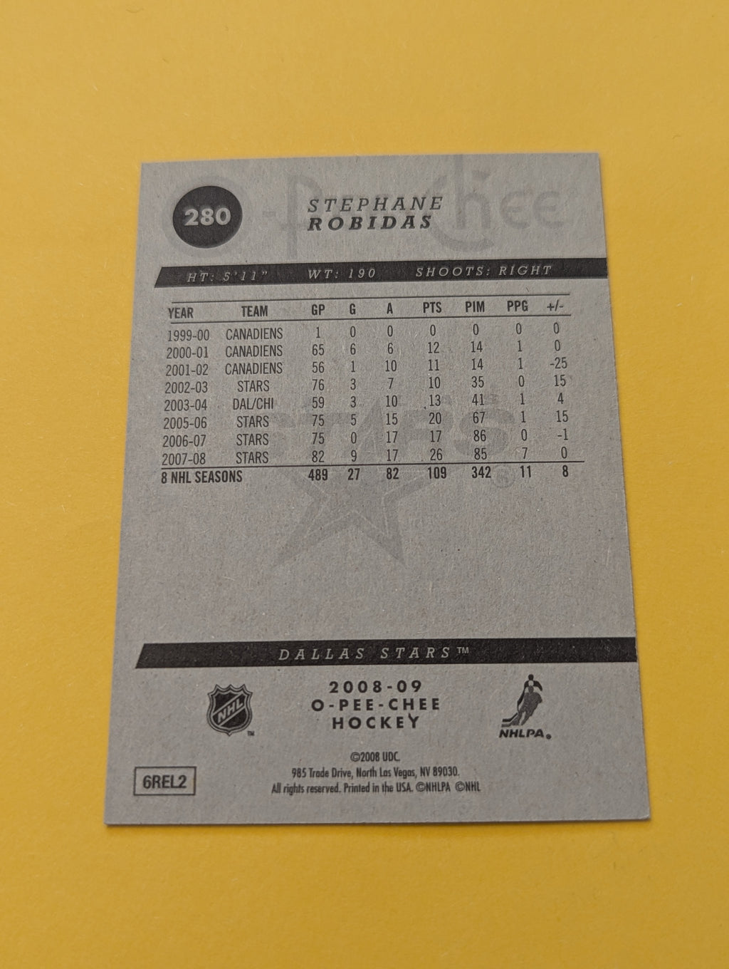 Stephane Robidas Signed Dallas Stars Card