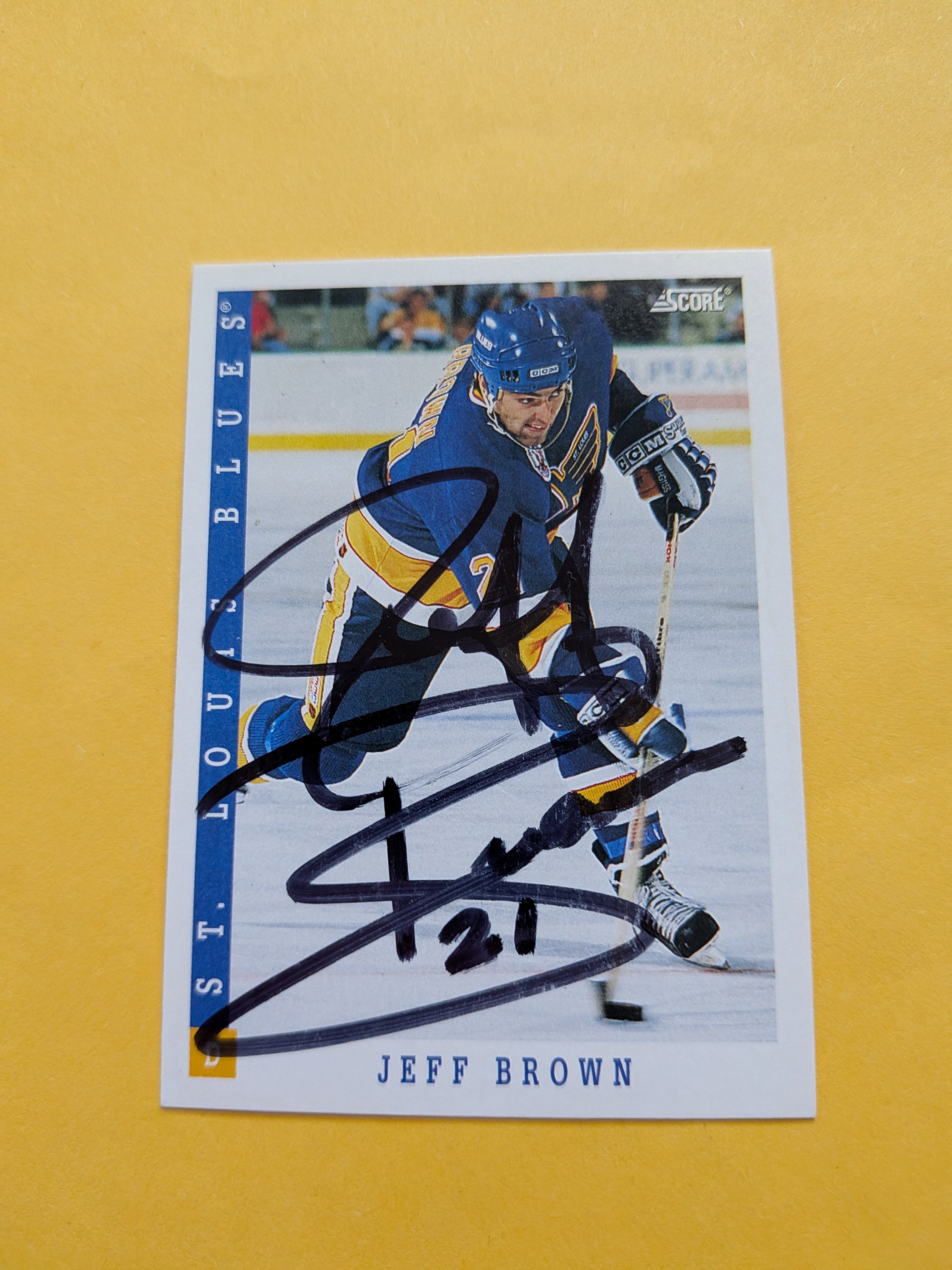 Jeff Brown Signed St. Louis Blues Card F
