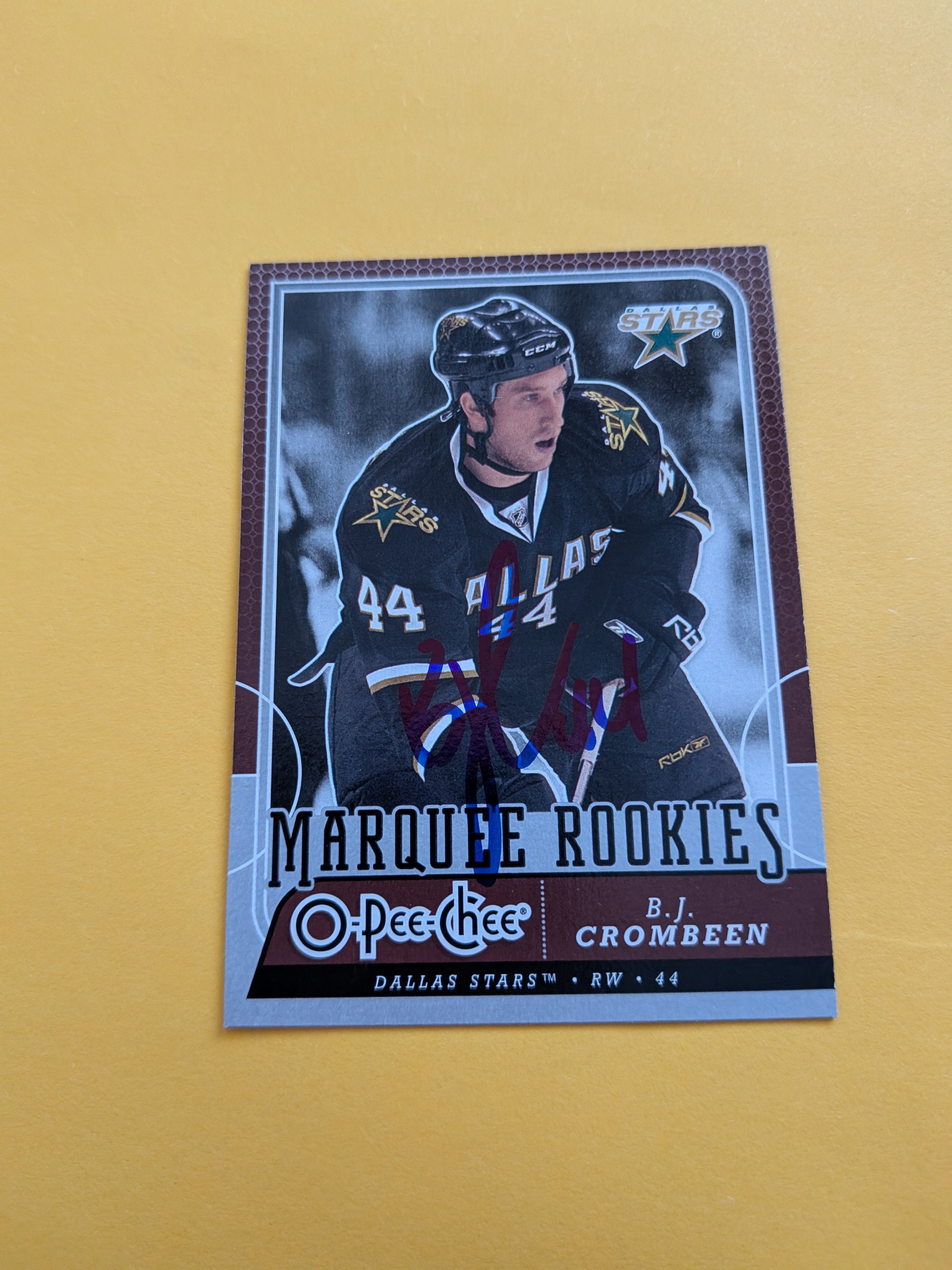 B.J. Crombeen Signed Dallas Stars Rookie Card A