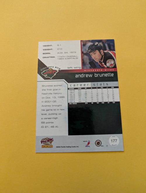 Andrew Brunette Signed Minnesota Wild Card