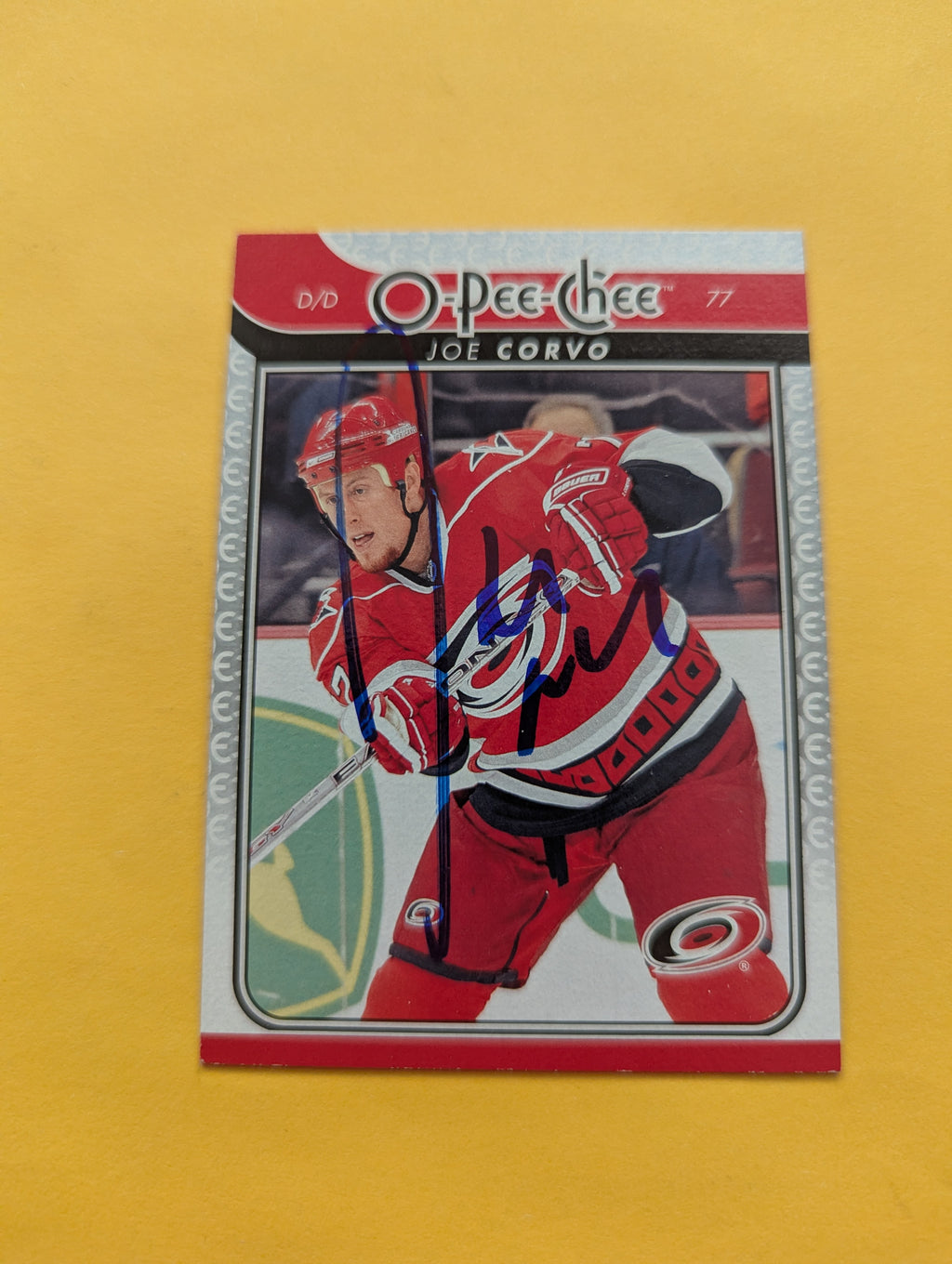 Joe Corvo Signed Carolina Hurricanes Card C