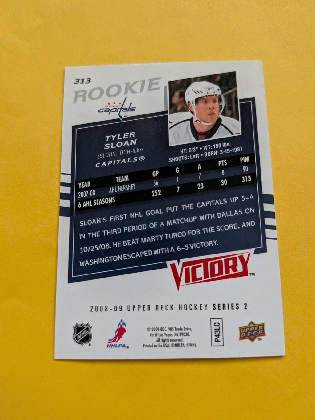 Tyler Sloan Signed Washington Capitals Rookie Card A