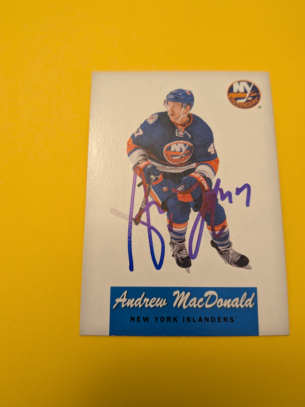 Andrew MacDonald Signed New York Islanders Card B