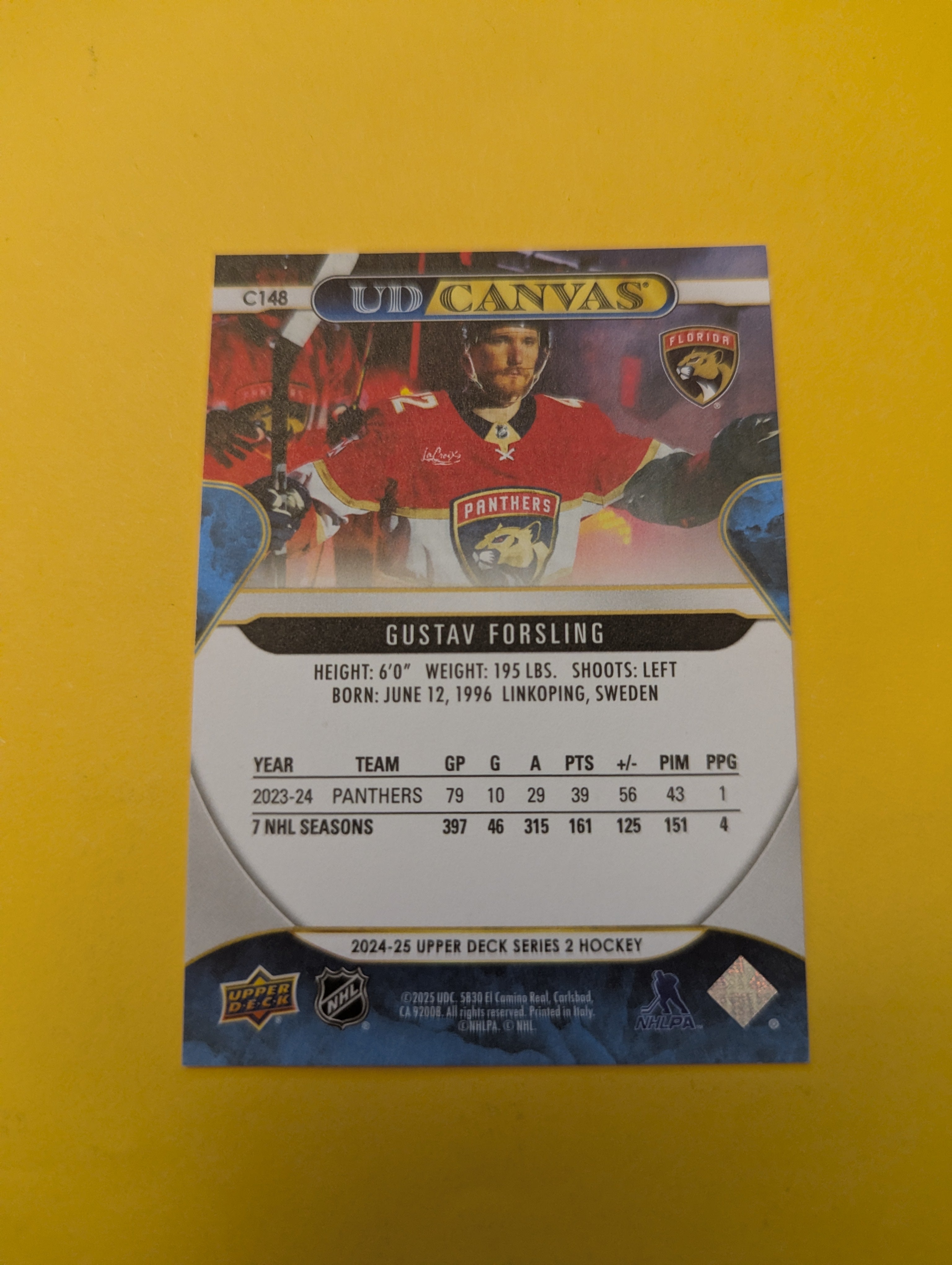 Gustav Forsling 24-25 Upper Deck UD Canvas Card