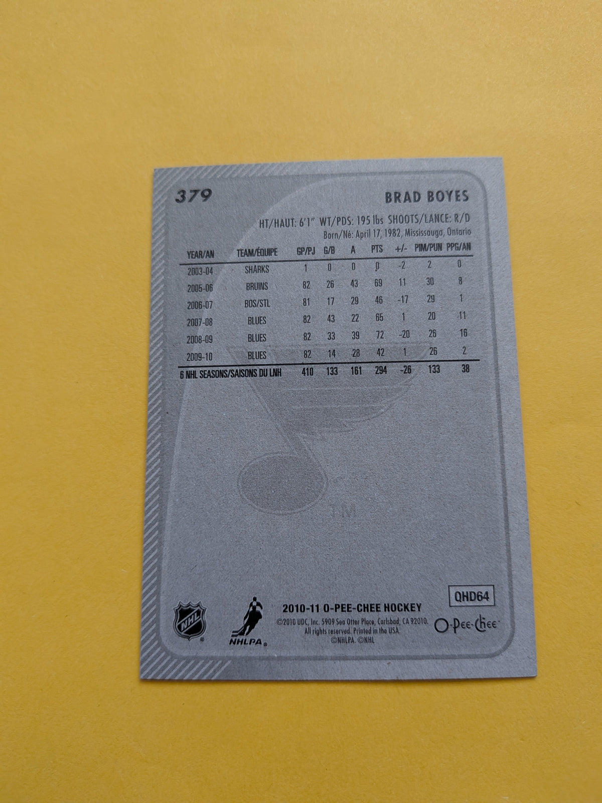 Brad Boyes Signed St. Louis Blues Card E
