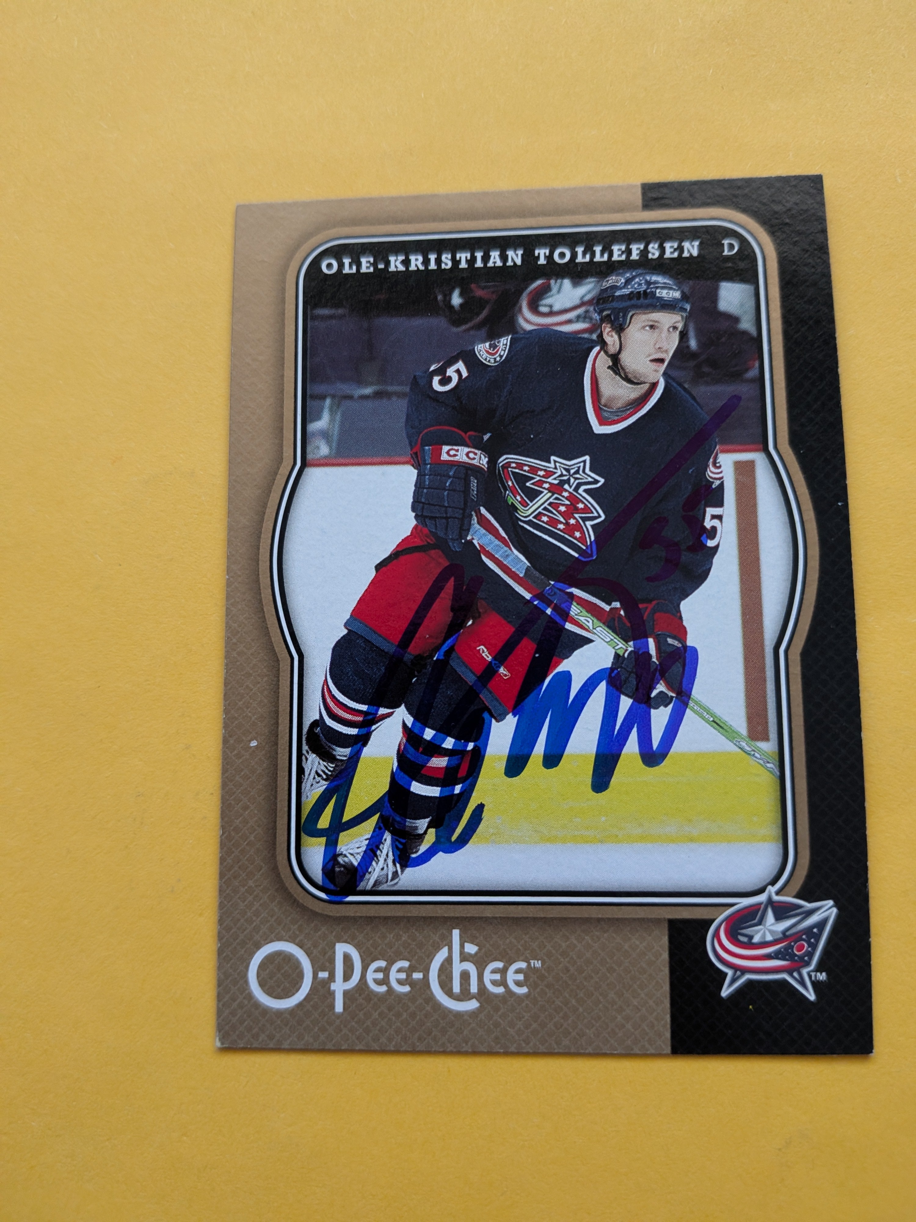 Ole Kristian Tollefsen Signed Columbus Blue Jackets Card A