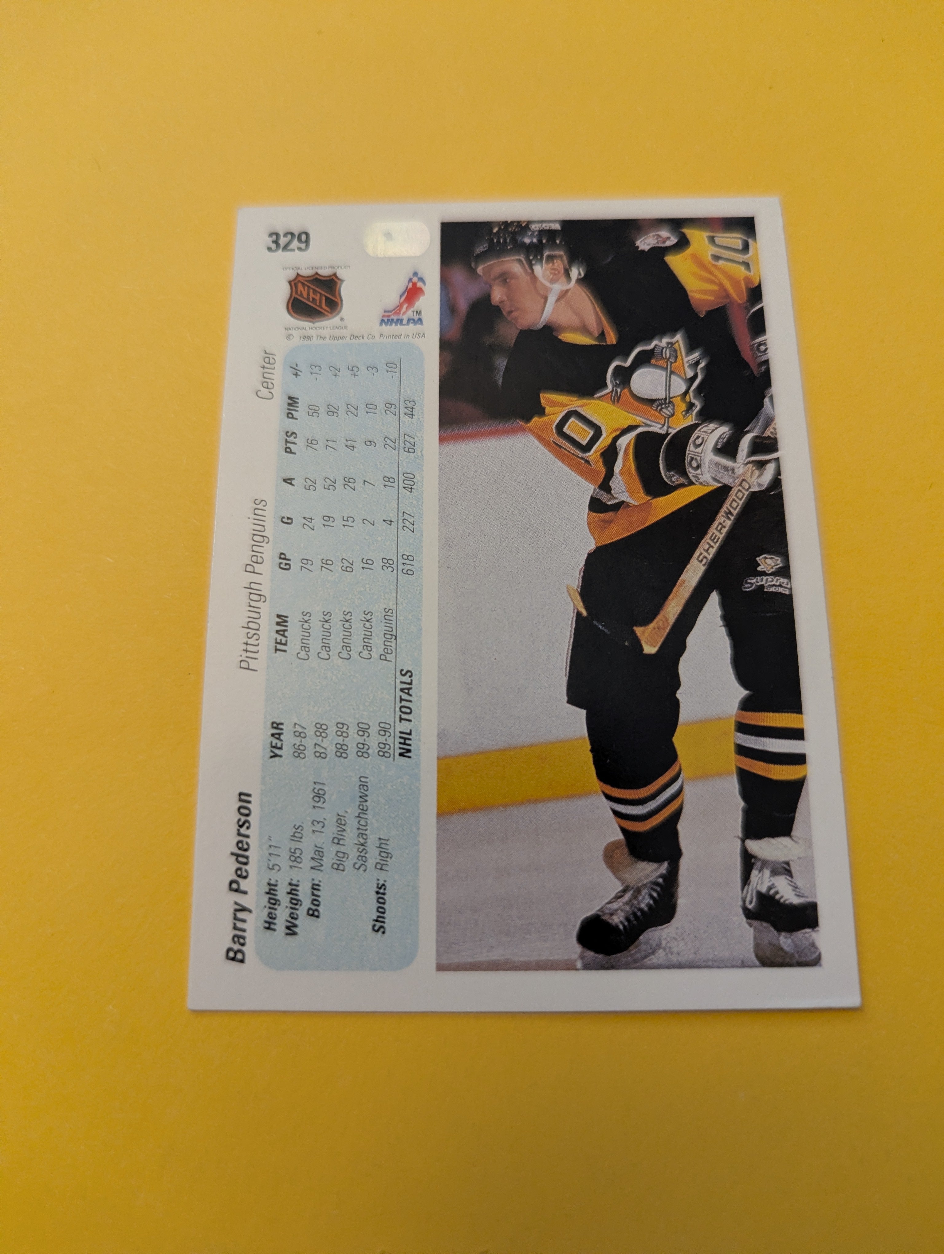 Barry Pederson Signed Pittsburgh Penguins Card