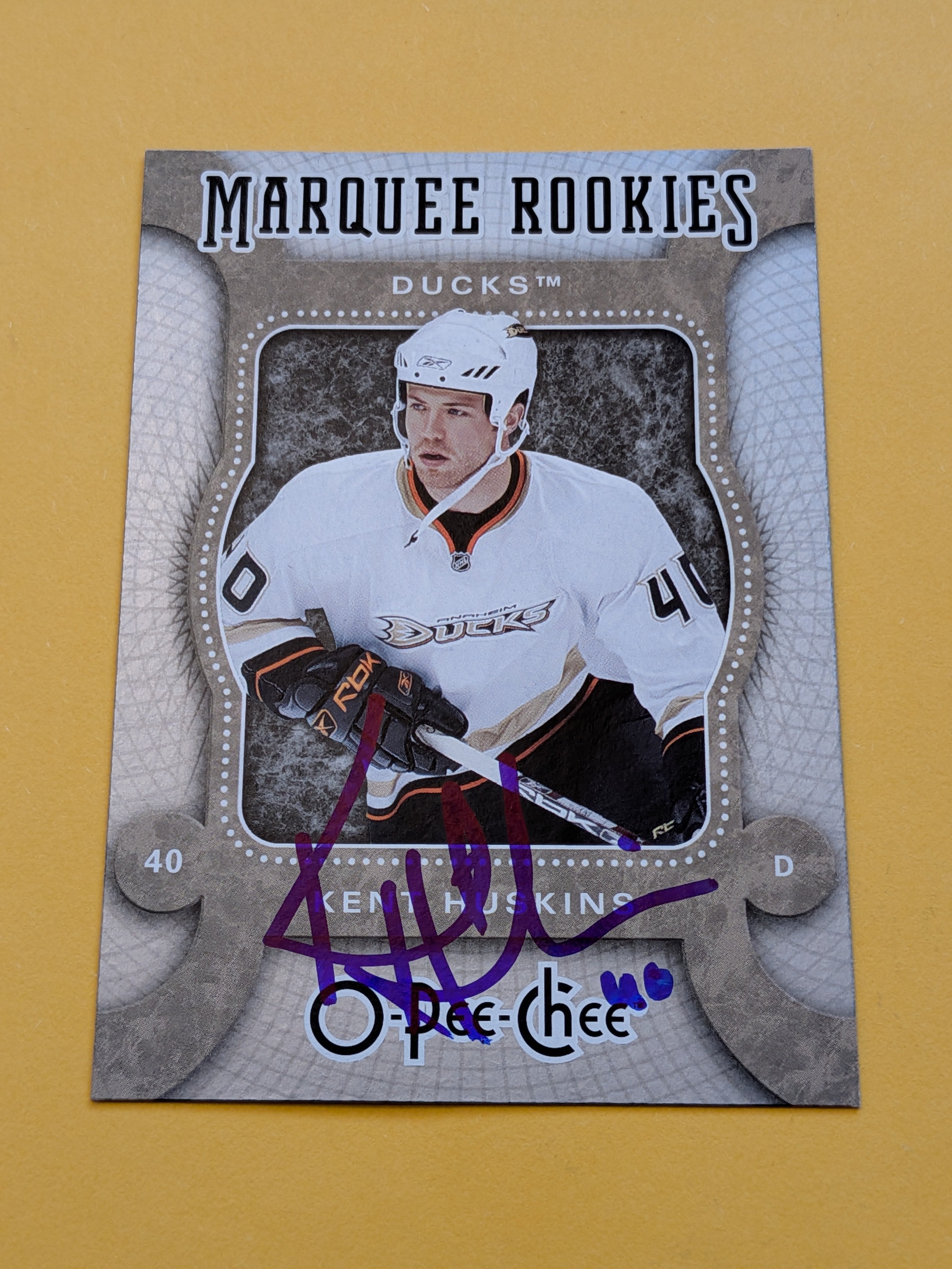Kent Huskins Signed Anaheim Ducks Rookie Card B
