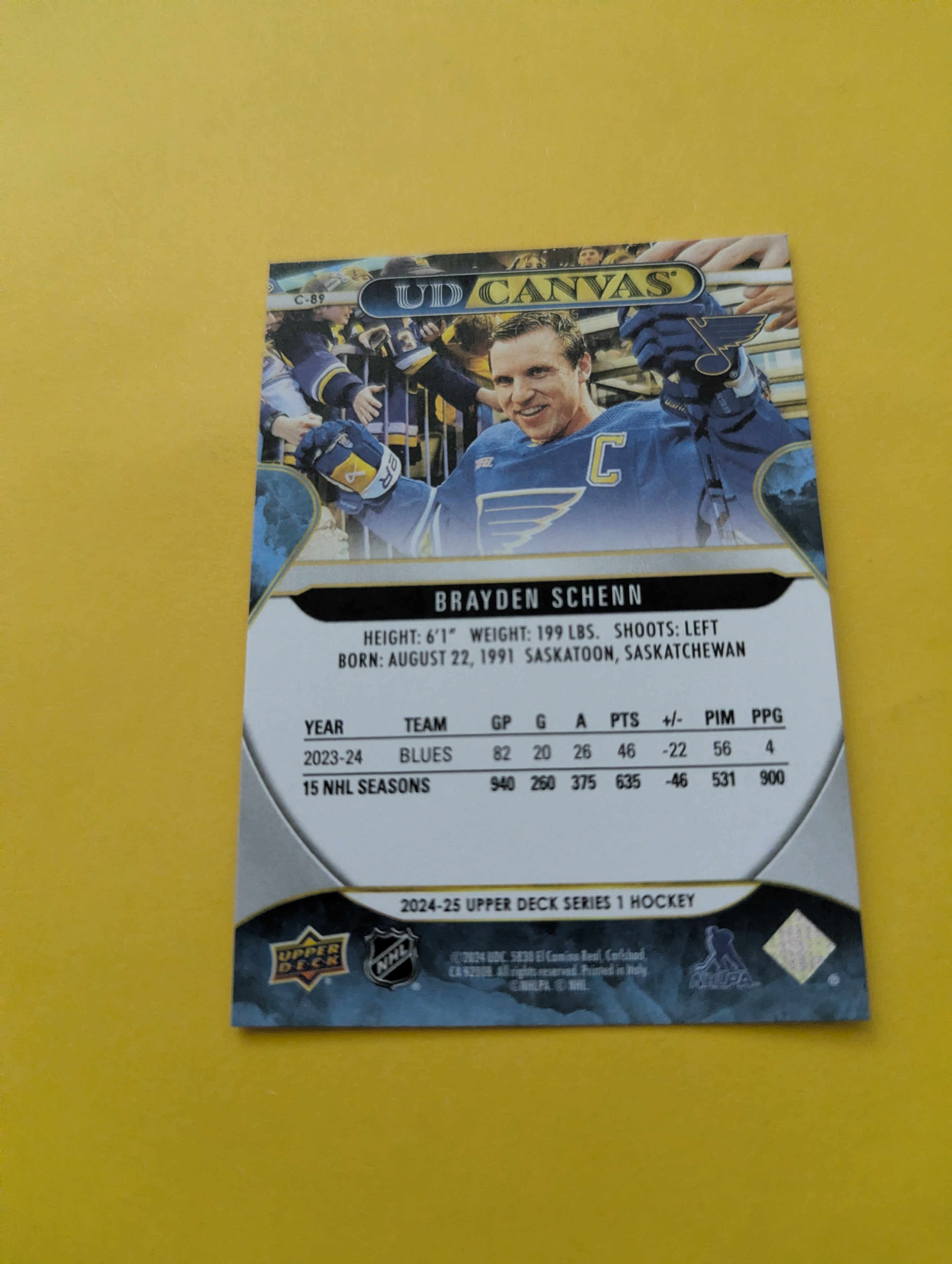 Brayden Schenn 24-25 Upper Deck UD Canvas Card