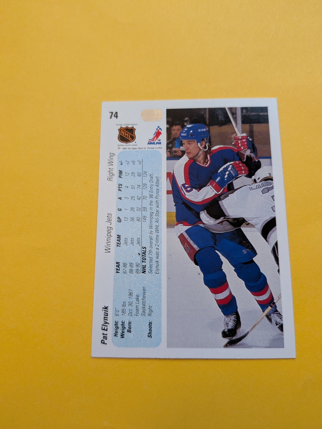 Pat Elynuik Signed Winnipeg Jets Card M