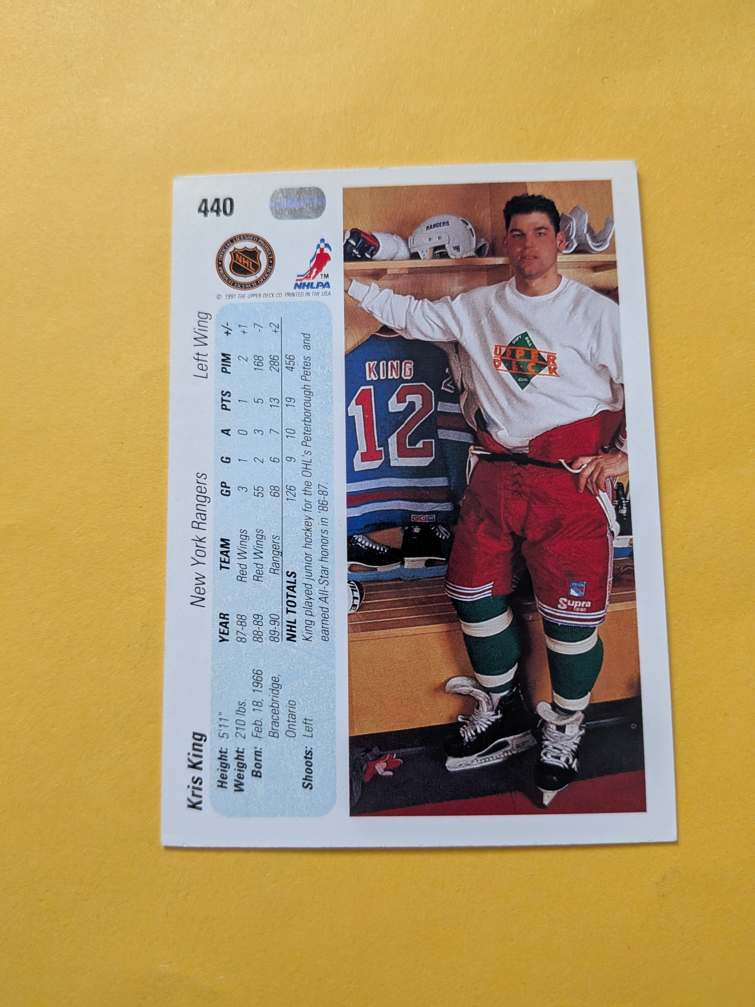 Kris King Signed New York Rangers Card C