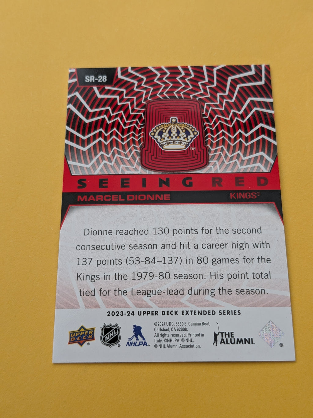 Marcel Dionne 23-24 Upper Deck Seeing Red Card