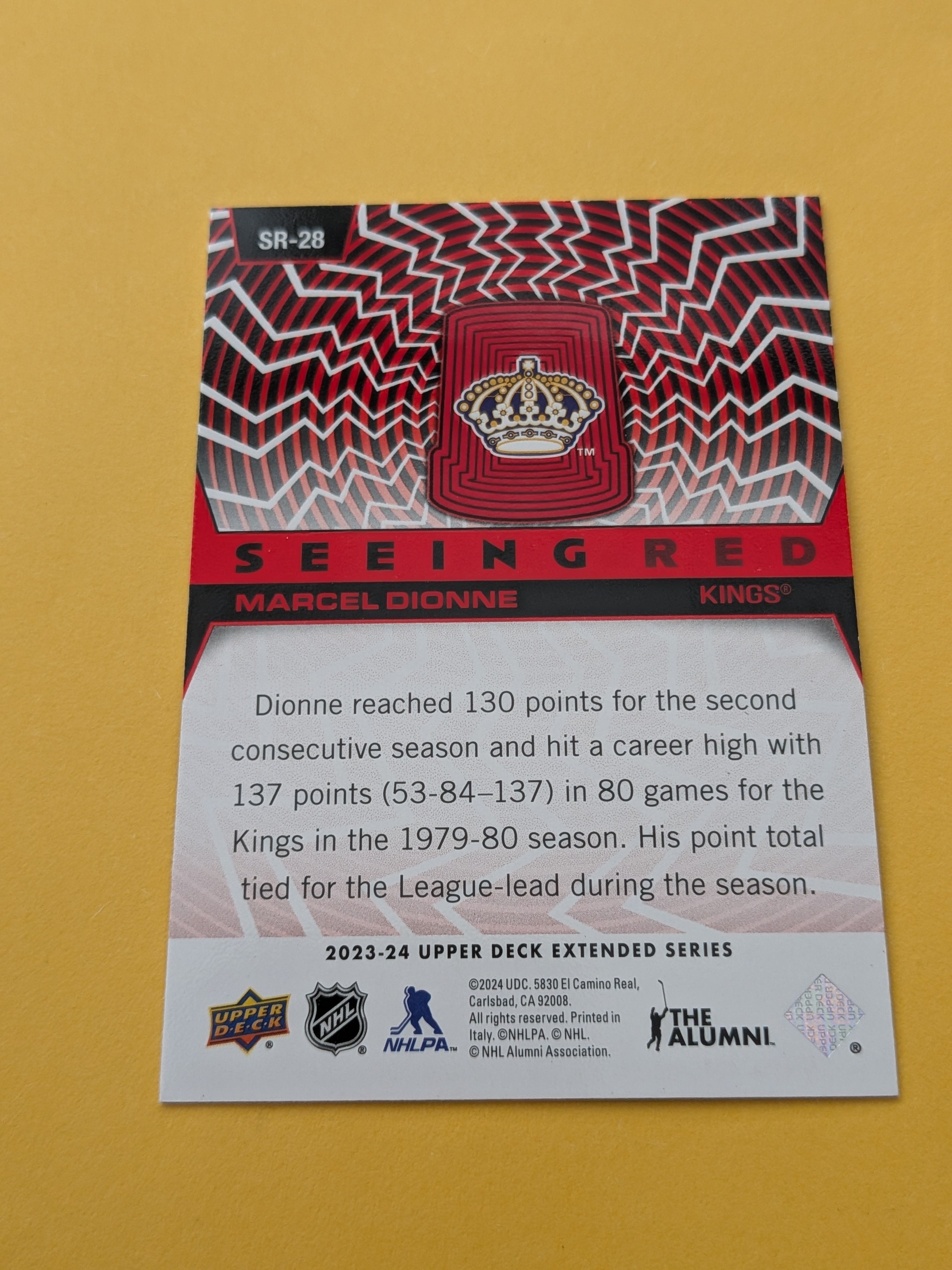 Marcel Dionne 23-24 Upper Deck Seeing Red Card