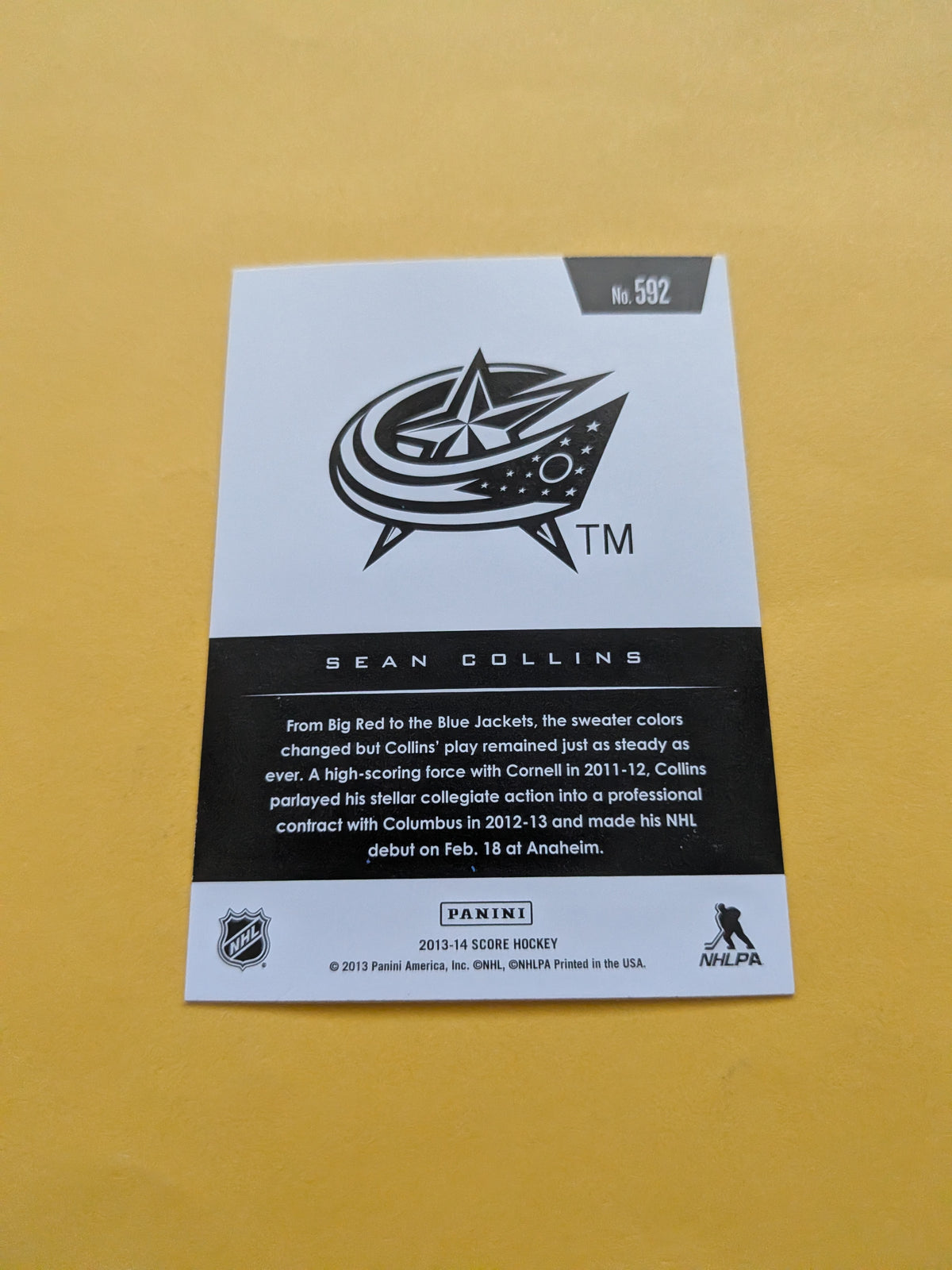 Sean Collins Signed Columbus Blue Jackets Rookie Card B