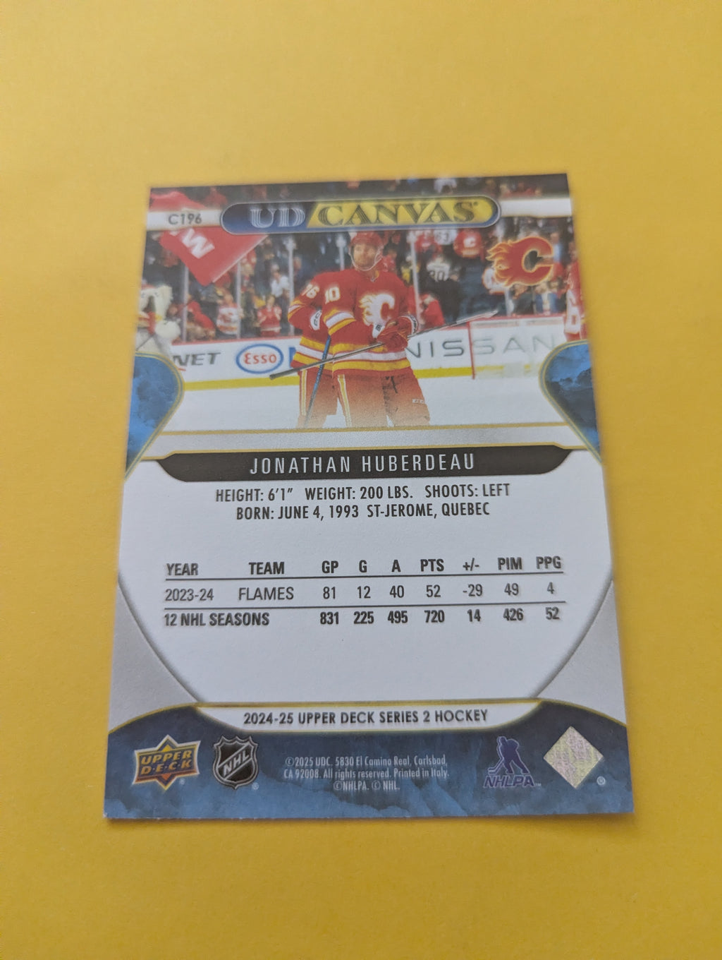 Jonathan Huberdeau 24-25 Upper Deck UD Canvas Card