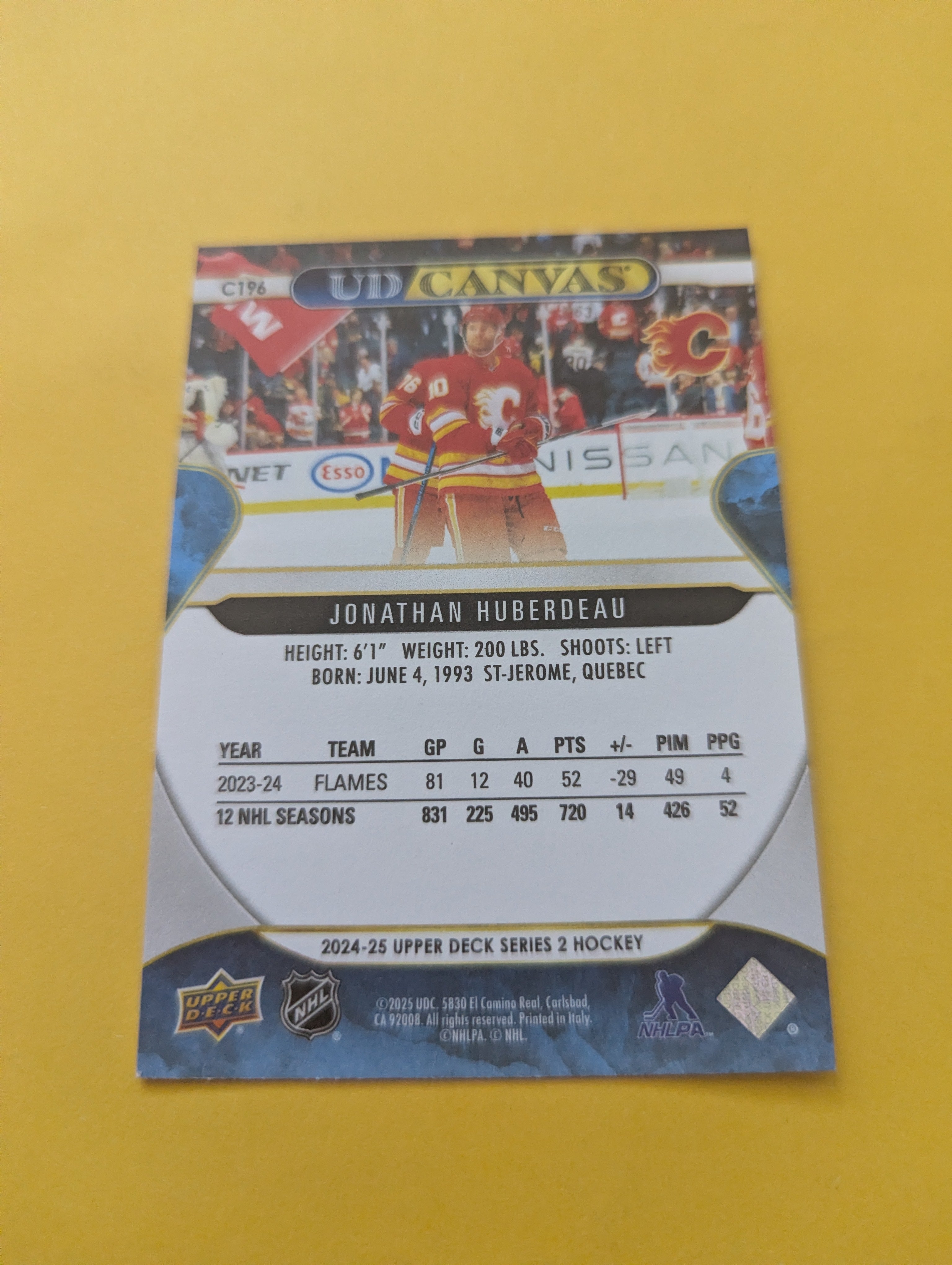 Jonathan Huberdeau 24-25 Upper Deck UD Canvas Card