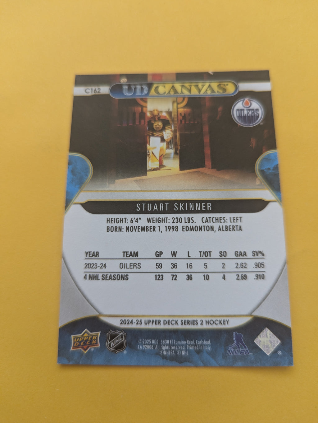 Stuart Skinner 24-25 Upper Deck UD Canvas Card