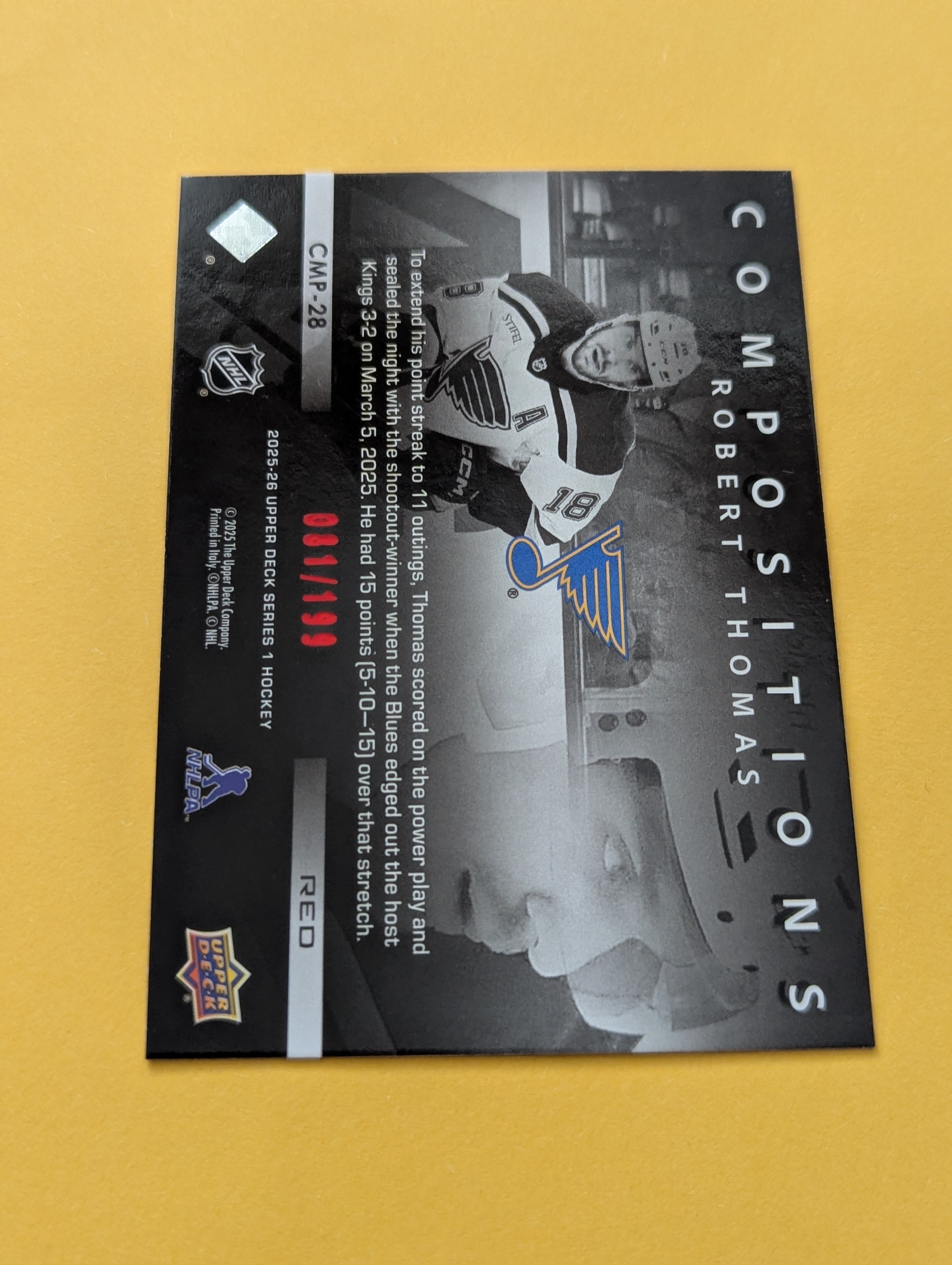 Robert Thomas 25-26 Upper Deck Compositions Red Parallel Card 081/199
