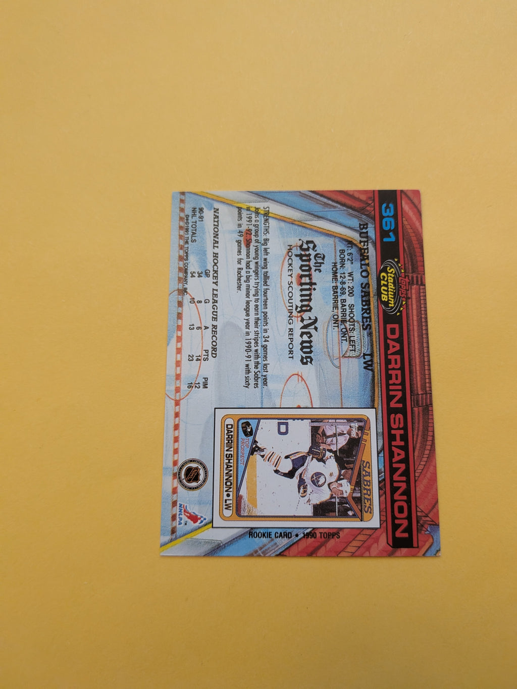 Darrin Shannon Signed Buffalo Sabres Card C
