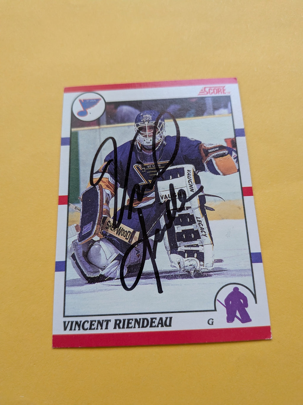 Vincent Riendeau Signed St. Louis Blues Card A