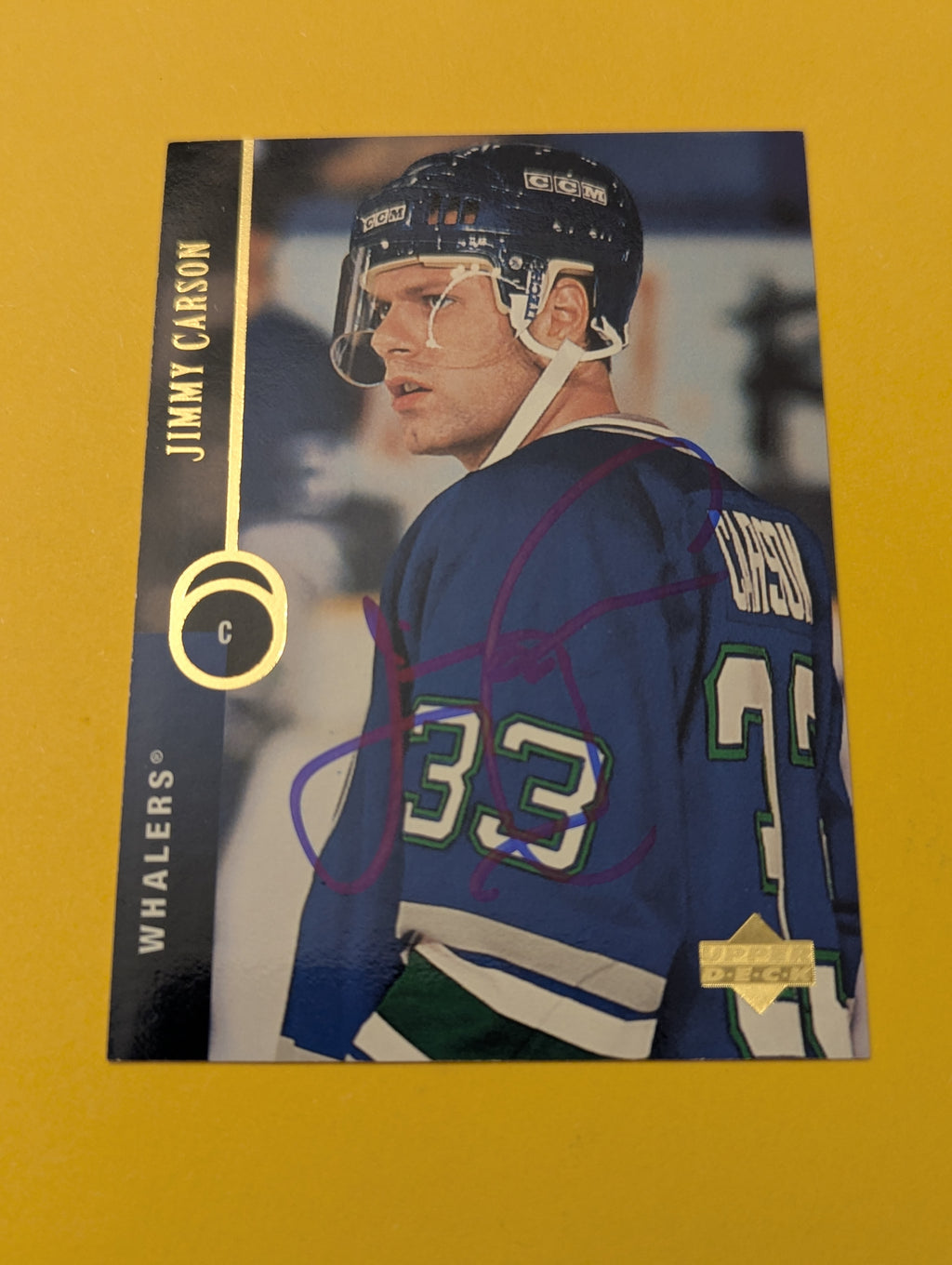 Jimmy Carson Signed Hartford Whalers Card
