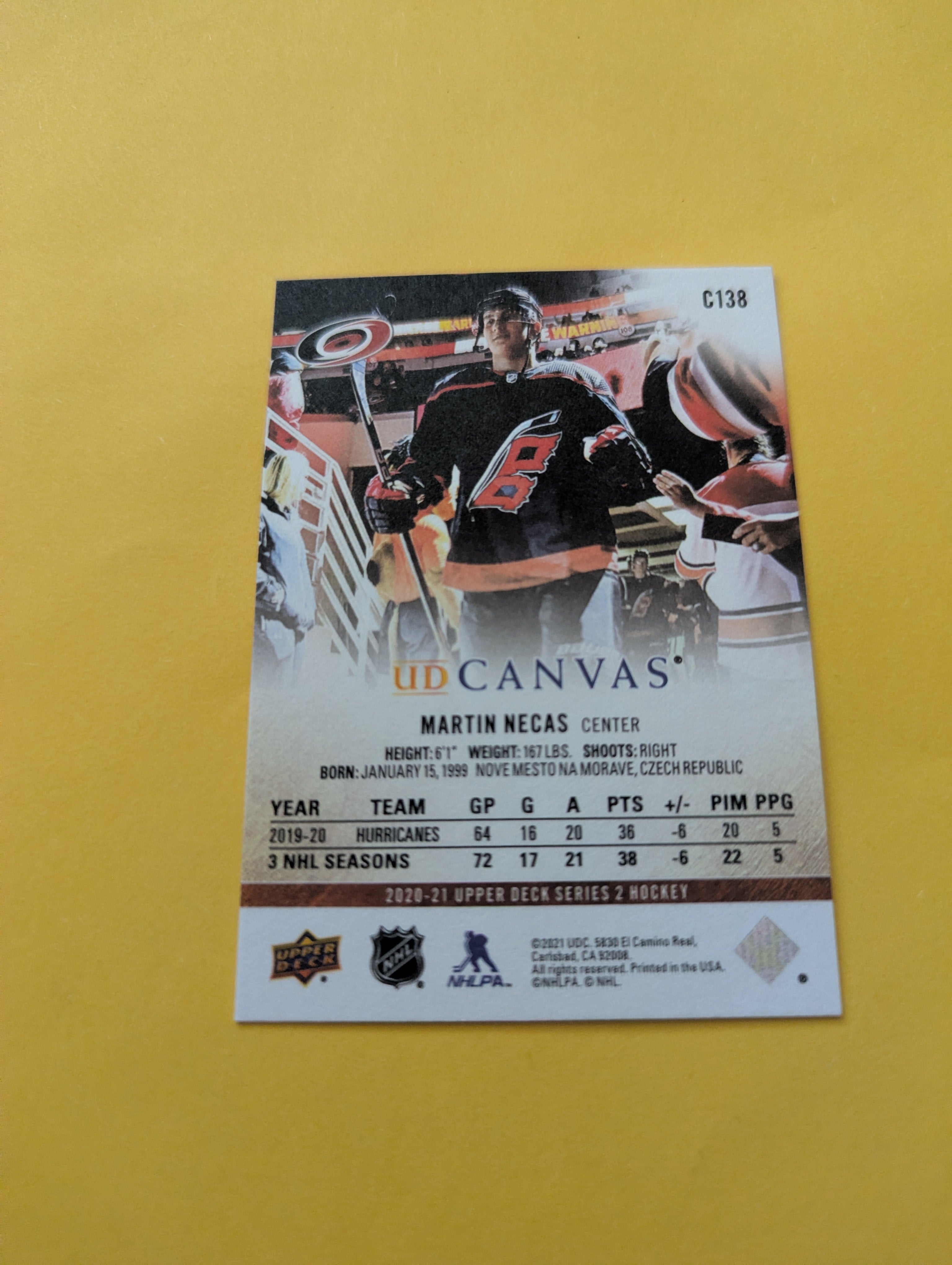 Martin Necas 20-21 Upper Deck UD Canvas Card