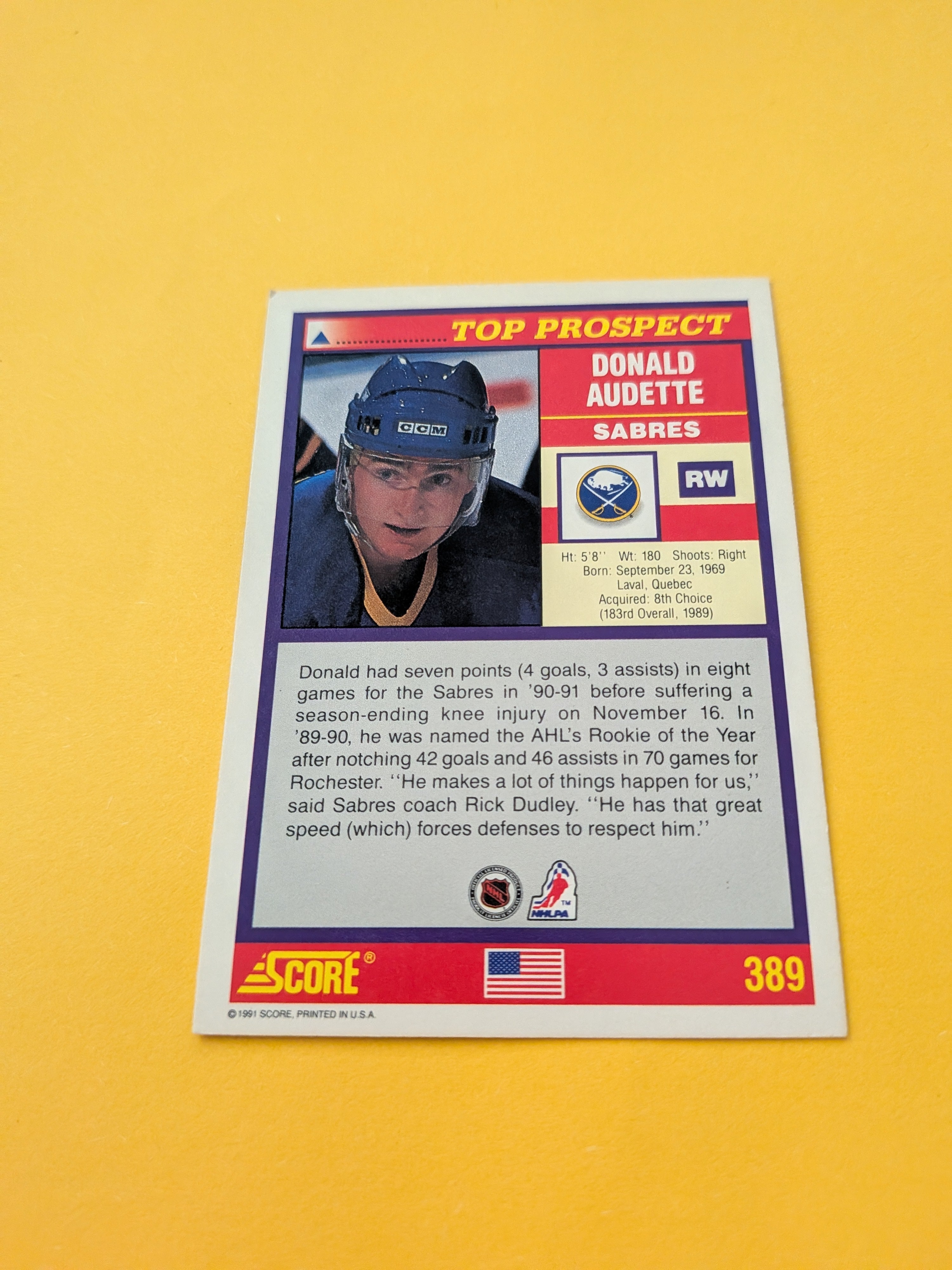 Donald Audette Signed Buffalo Sabres Card H