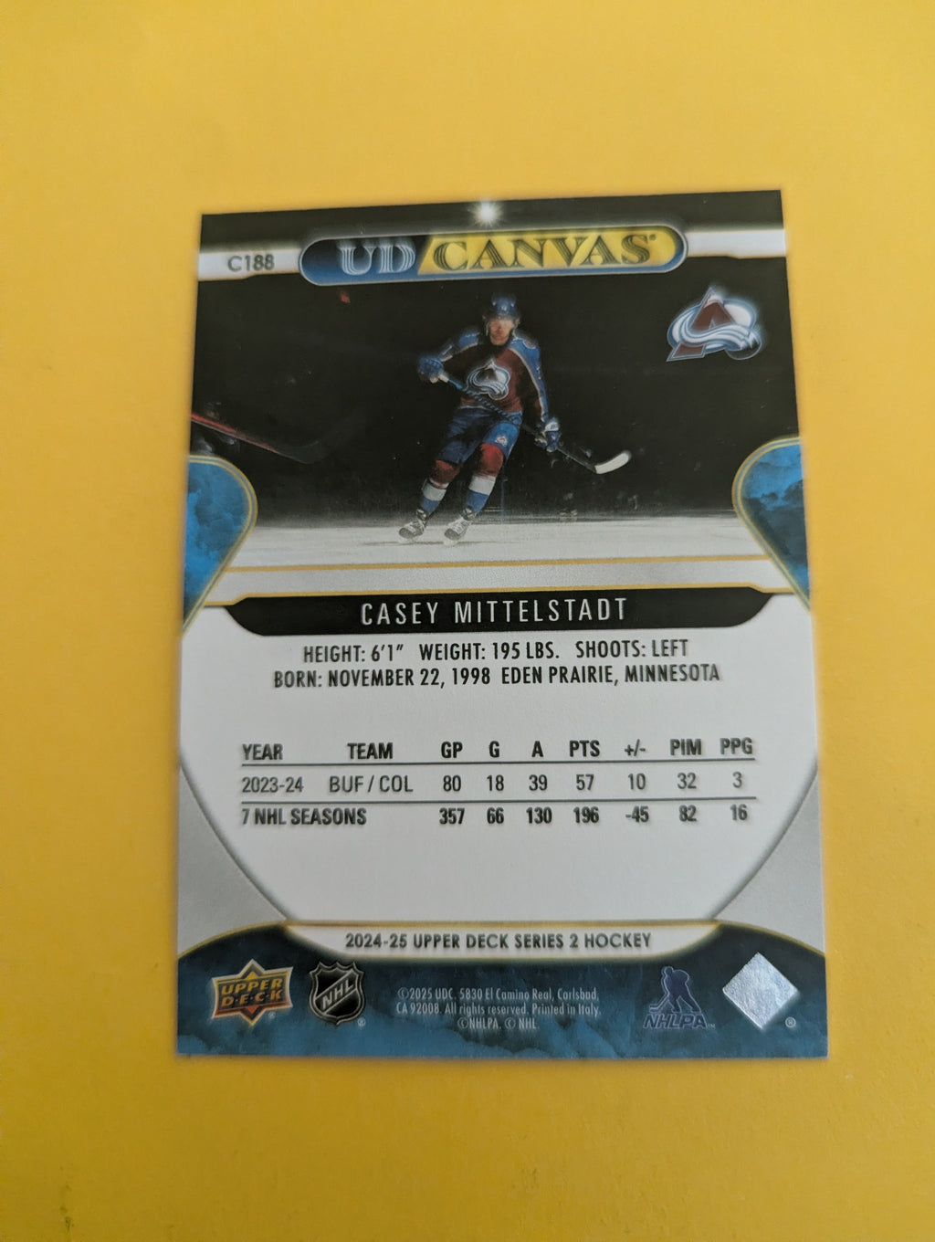 Casey Mittelstadt 24-25 Upper Deck UD Canvas Card