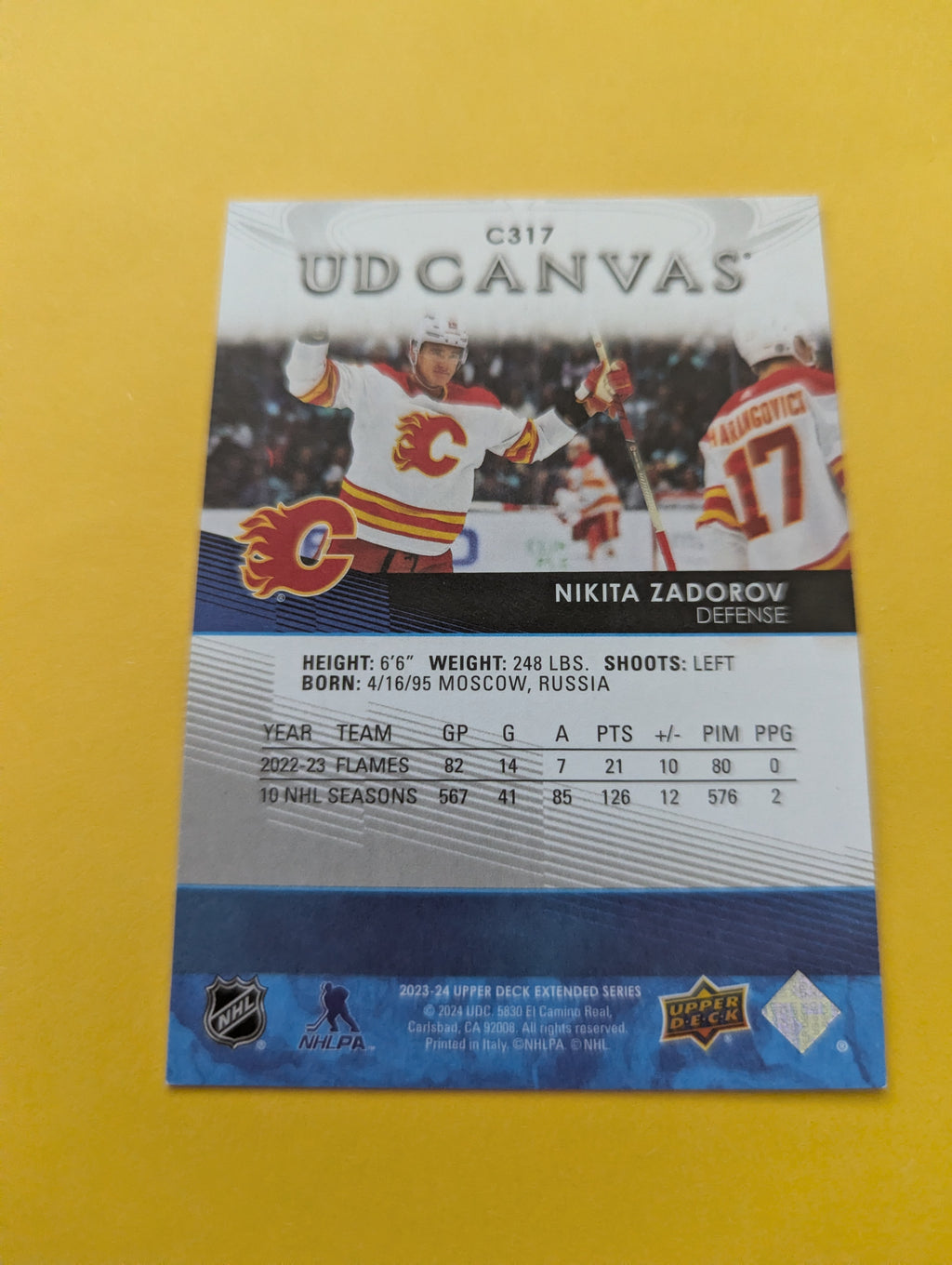Nikita Zadorov 23-24 Upper Deck UD Canvas Card
