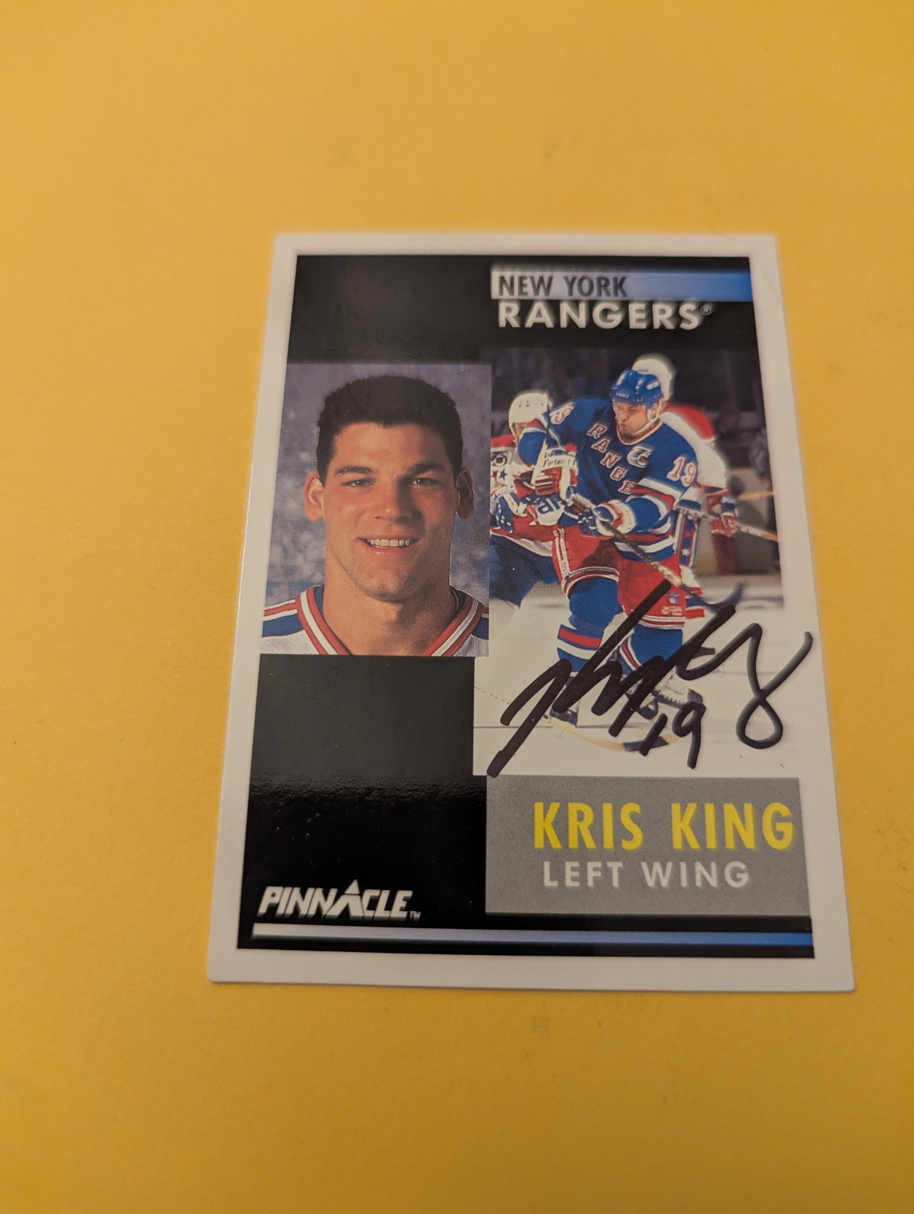 Kris King Signed New York Rangers Card