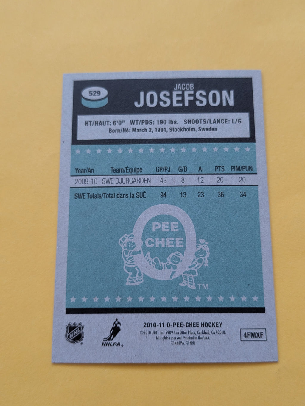 Jacob Josefson Signed New Jersey Devils Rookie Card B