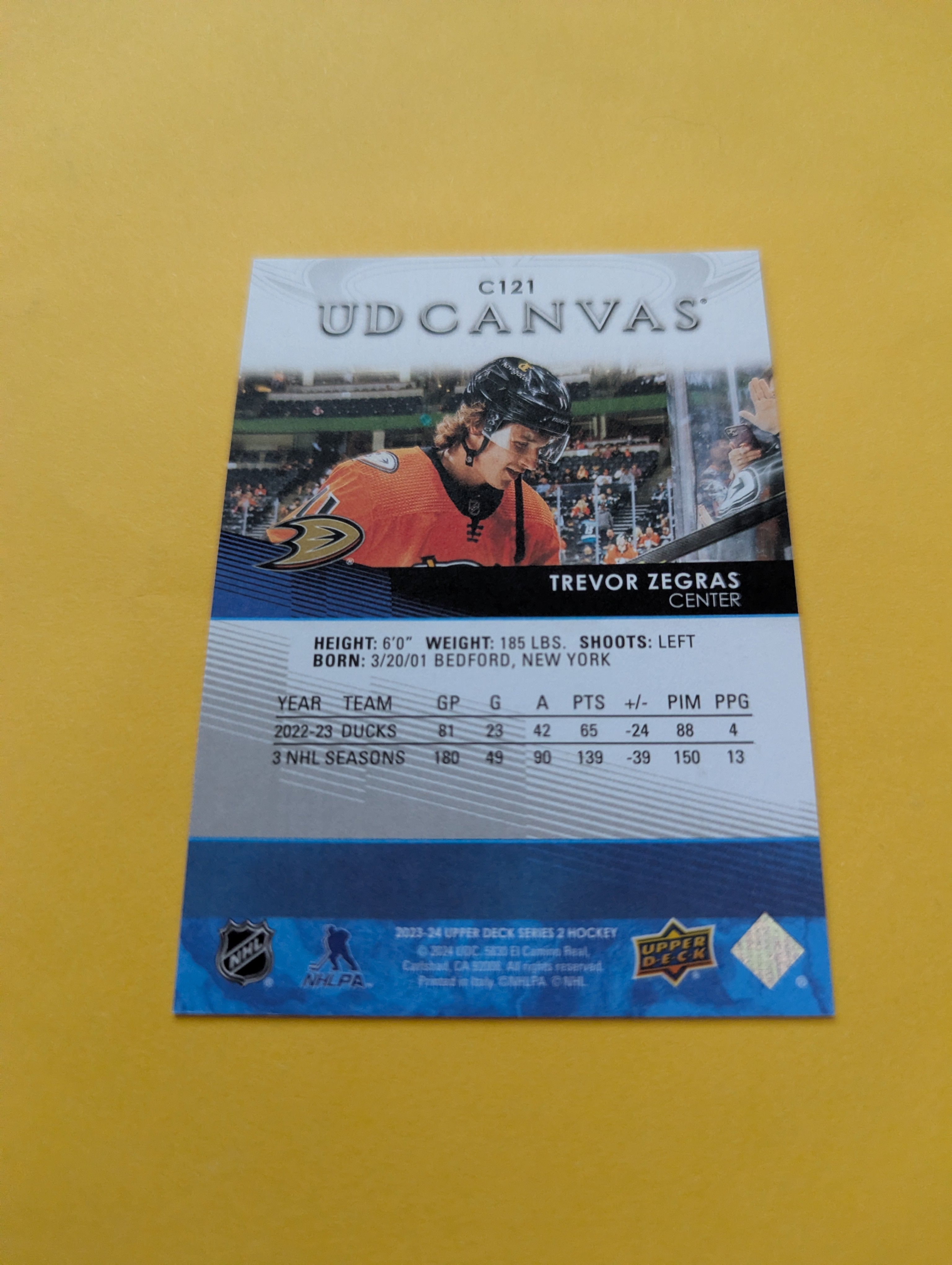 Trevor Zegras 23-24 Upper Deck UD Canvas Card
