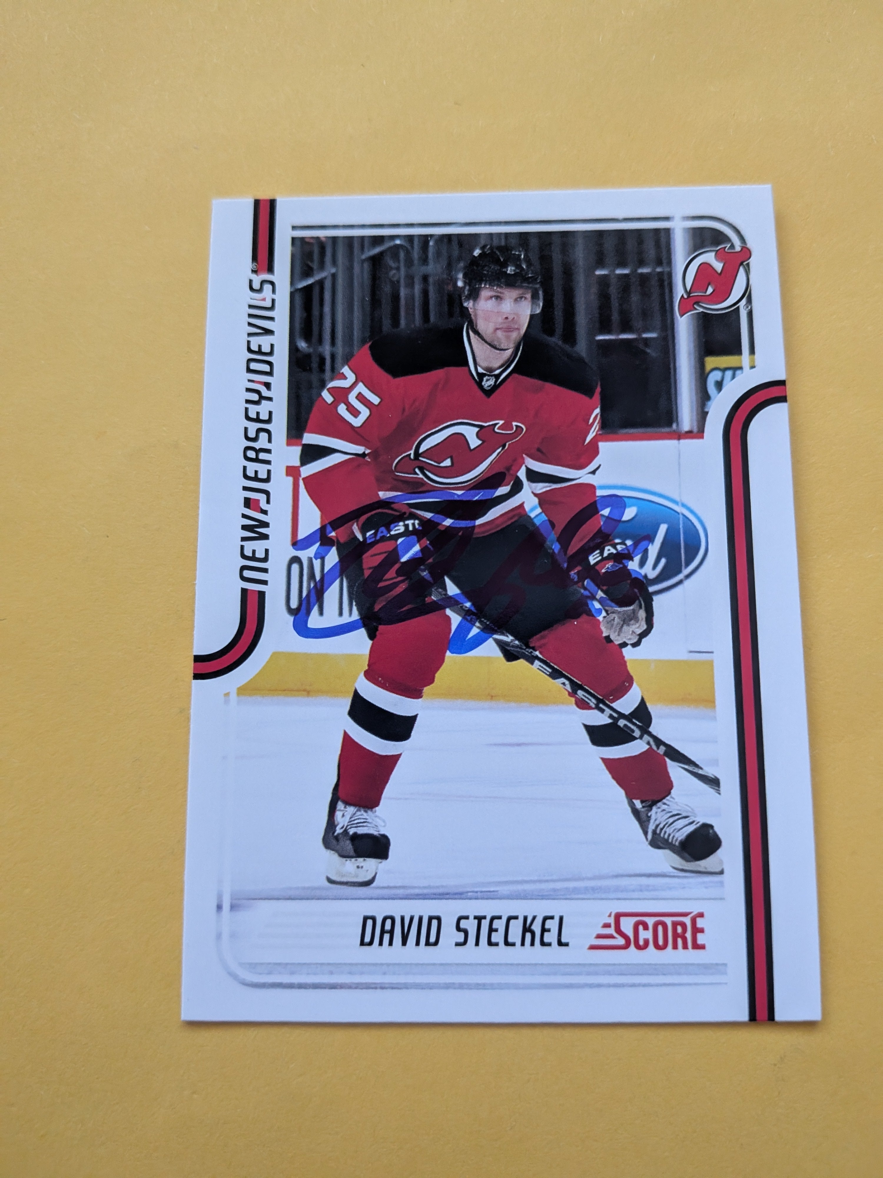 David Steckel Signed New Jersey Devils Card B