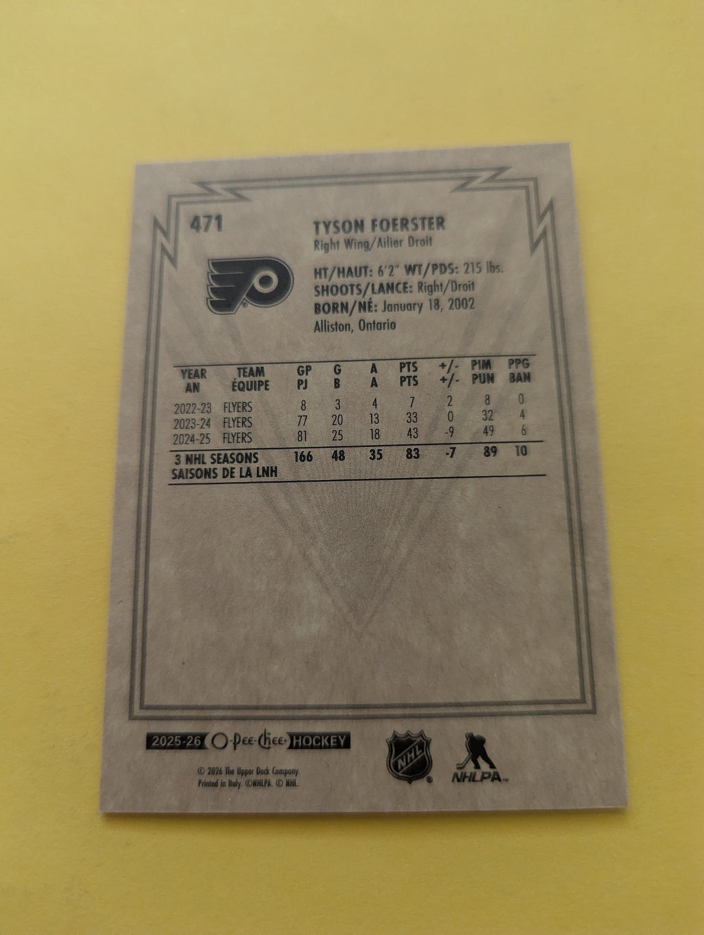 Tyson Foerster 25-26 OPC Retro Card