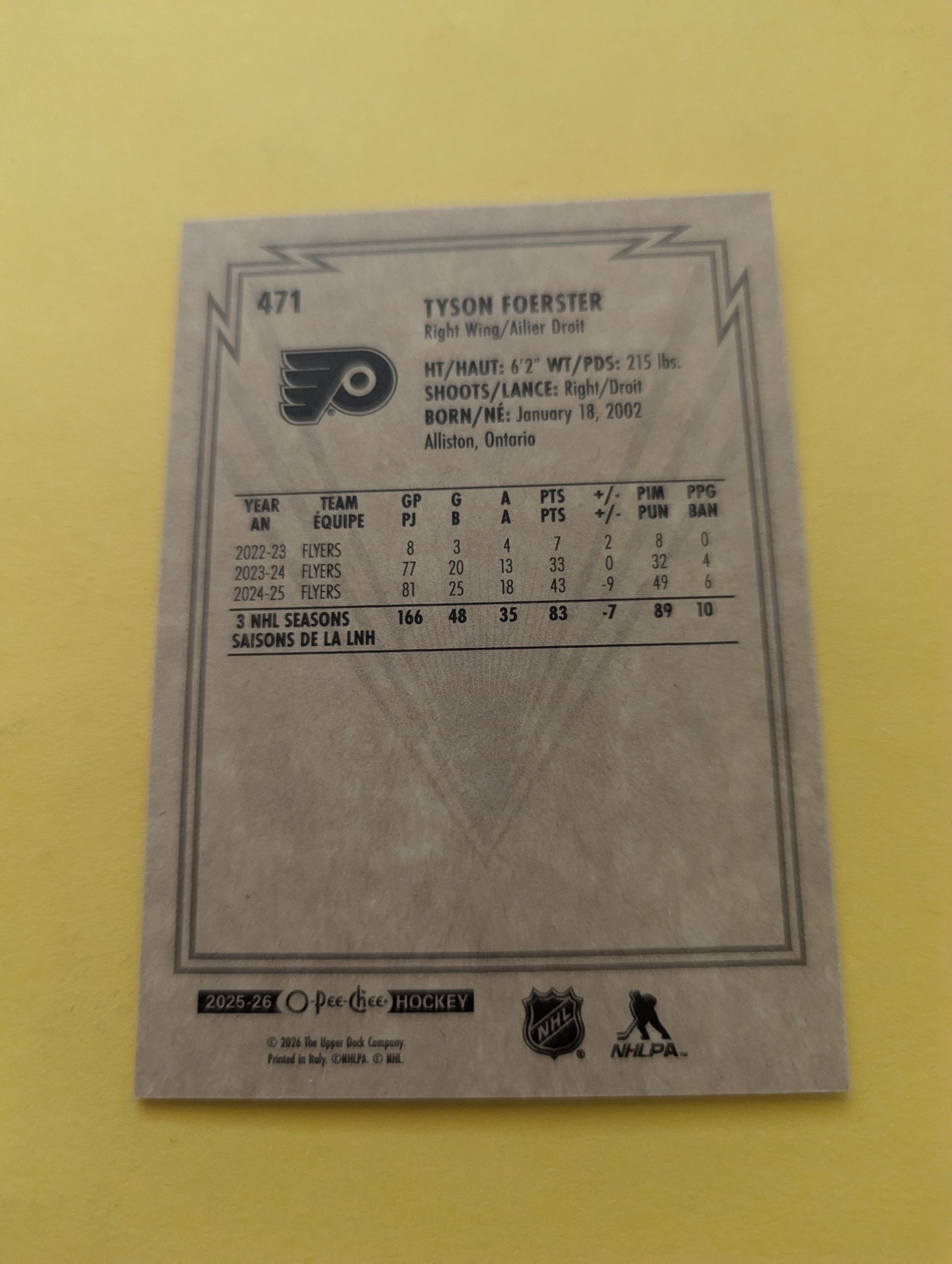 Tyson Foerster 25-26 OPC Retro Card